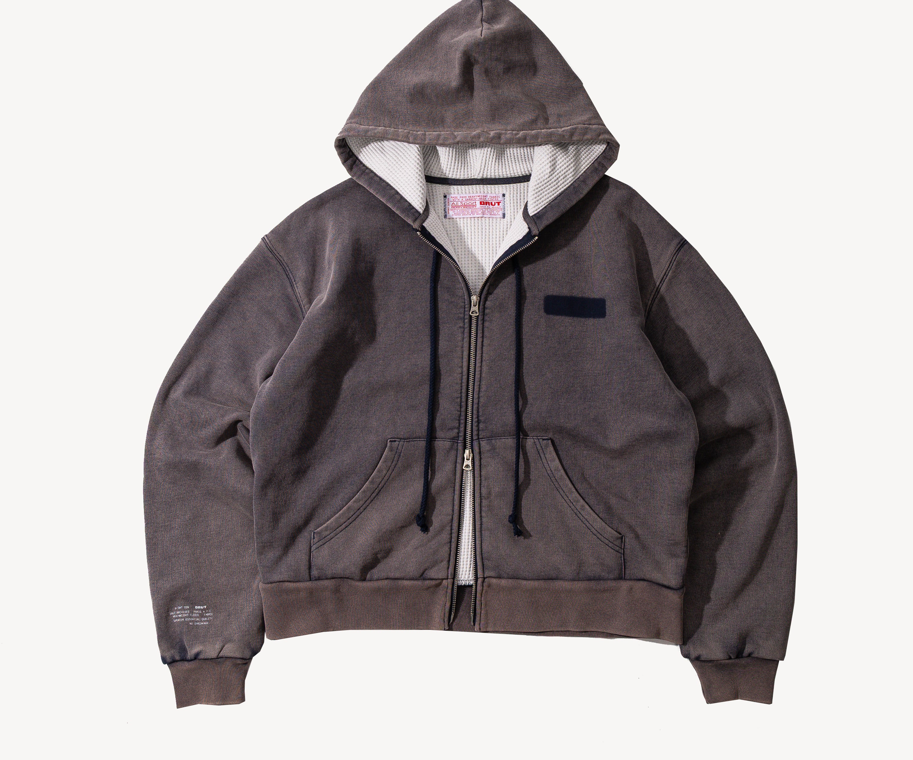 THE RAGGED THERMAL HOODIE Sweats X-SMALL / BLEU MARINE DÉLAVÉ - BRUT Clothing