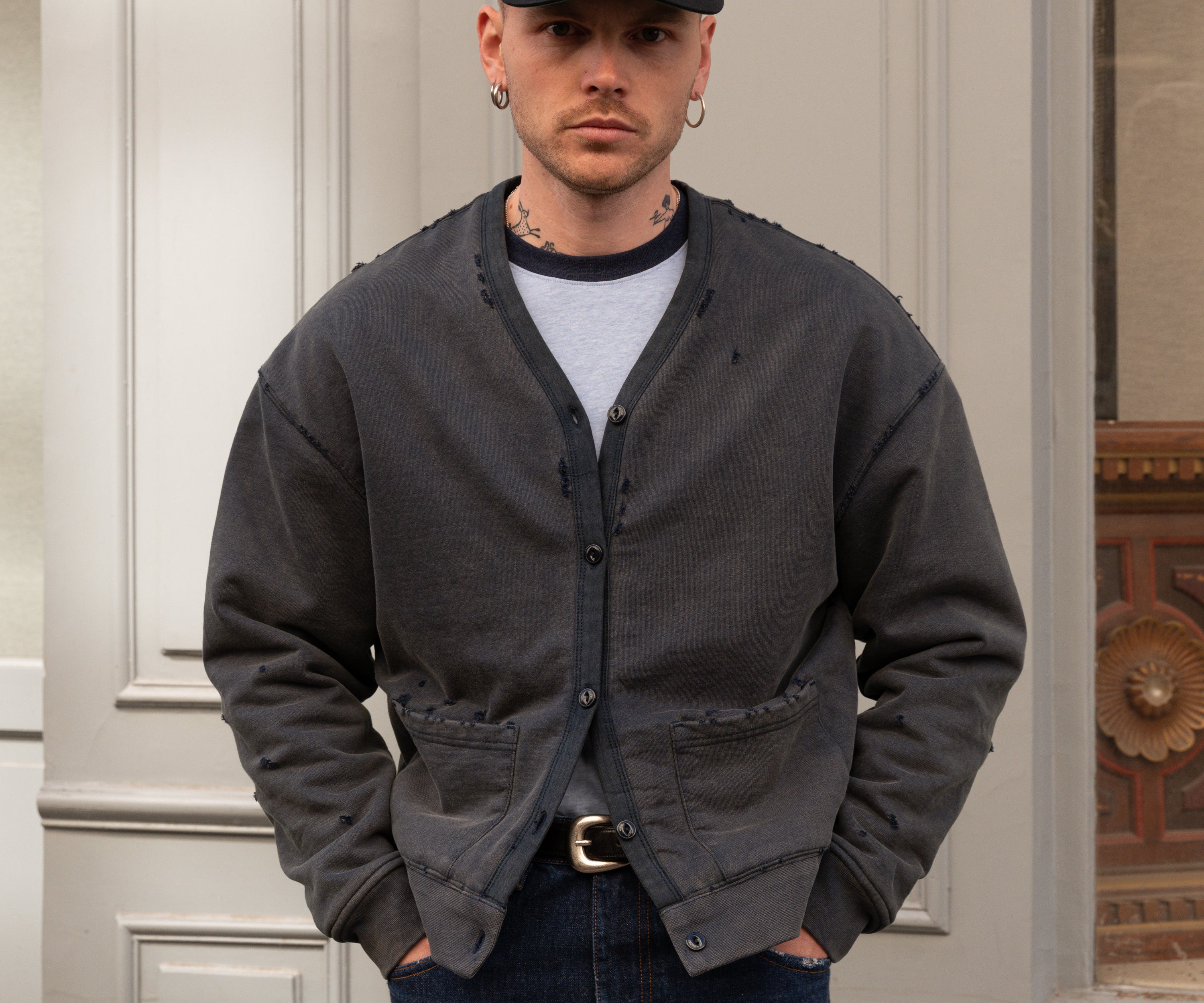 THE RAGGED CARDIGAN Sweatshirts X-SMALL / FADED NAVY - BRUT Clothing
