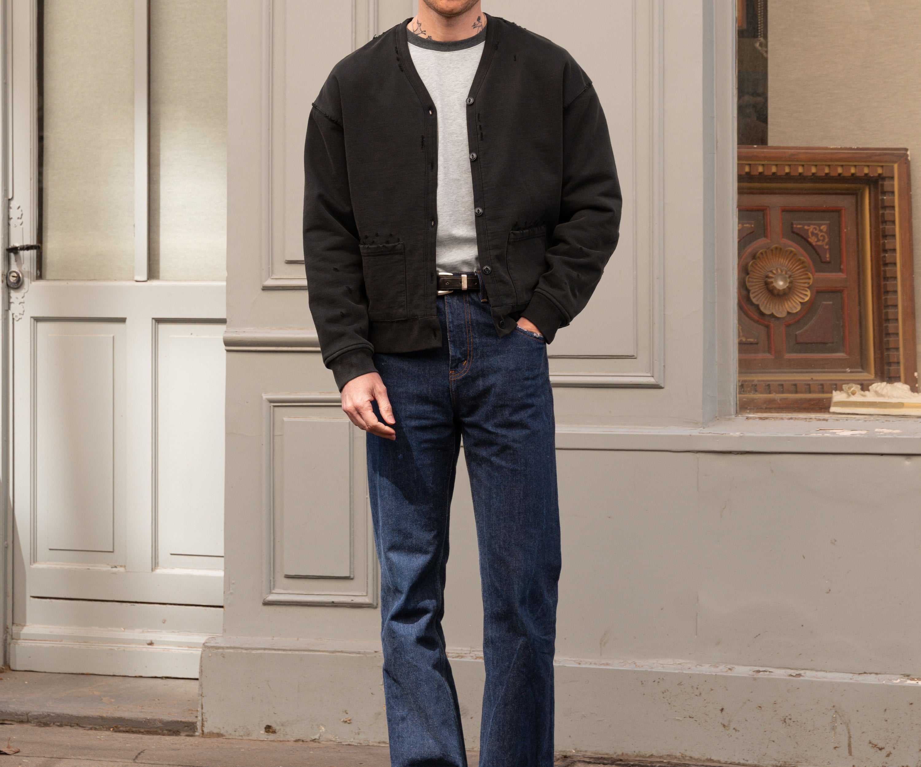 THE RAGGED CARDIGAN Sweatshirts X-SMALL / FADED BLACK - BRUT Clothing