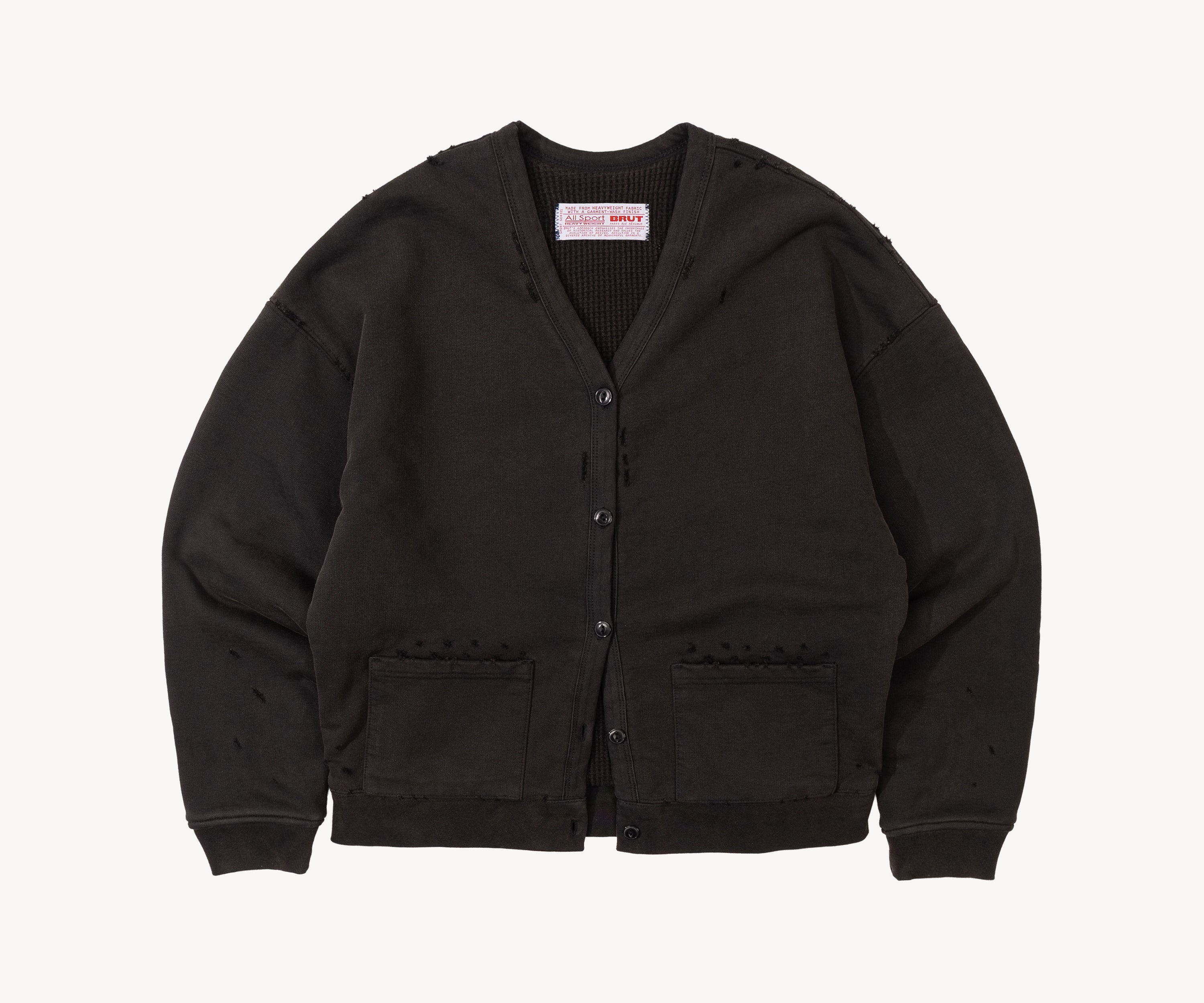 THE RAGGED CARDIGAN Sweatshirts X-SMALL / FADED BLACK - BRUT Clothing