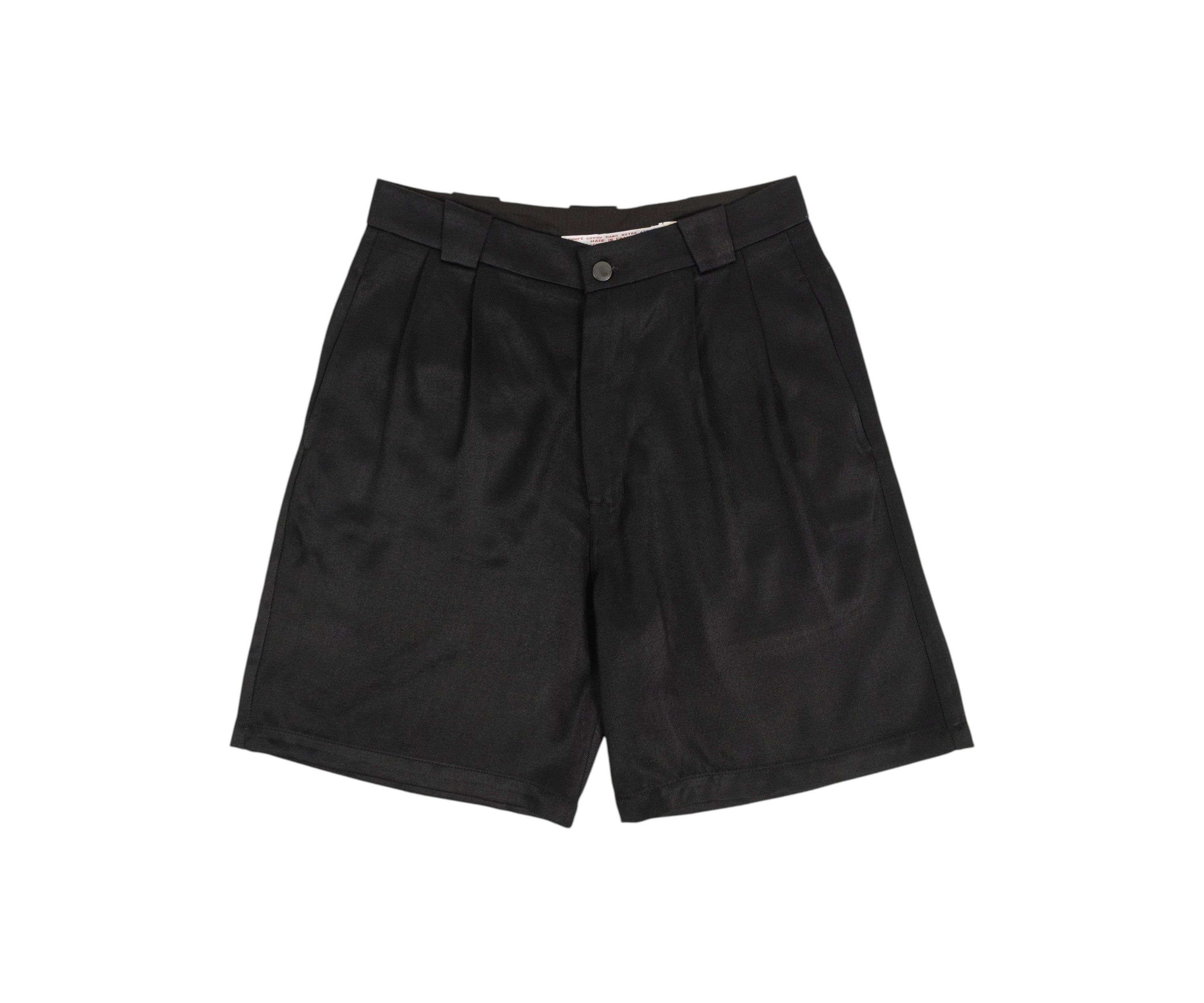 SHORT PLISSÉ SATINÉ REWORK® Taille US 26 / FR 36 / NOIR - BRUT Clothing