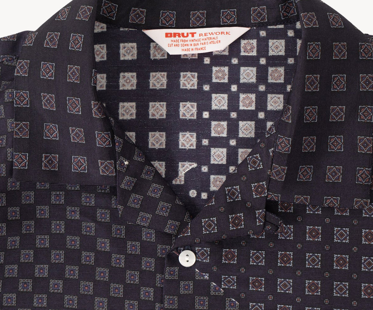 REWORK® TIE SHIRT - N° 002 Shirts SMALL / NAVY - BRUT Clothing