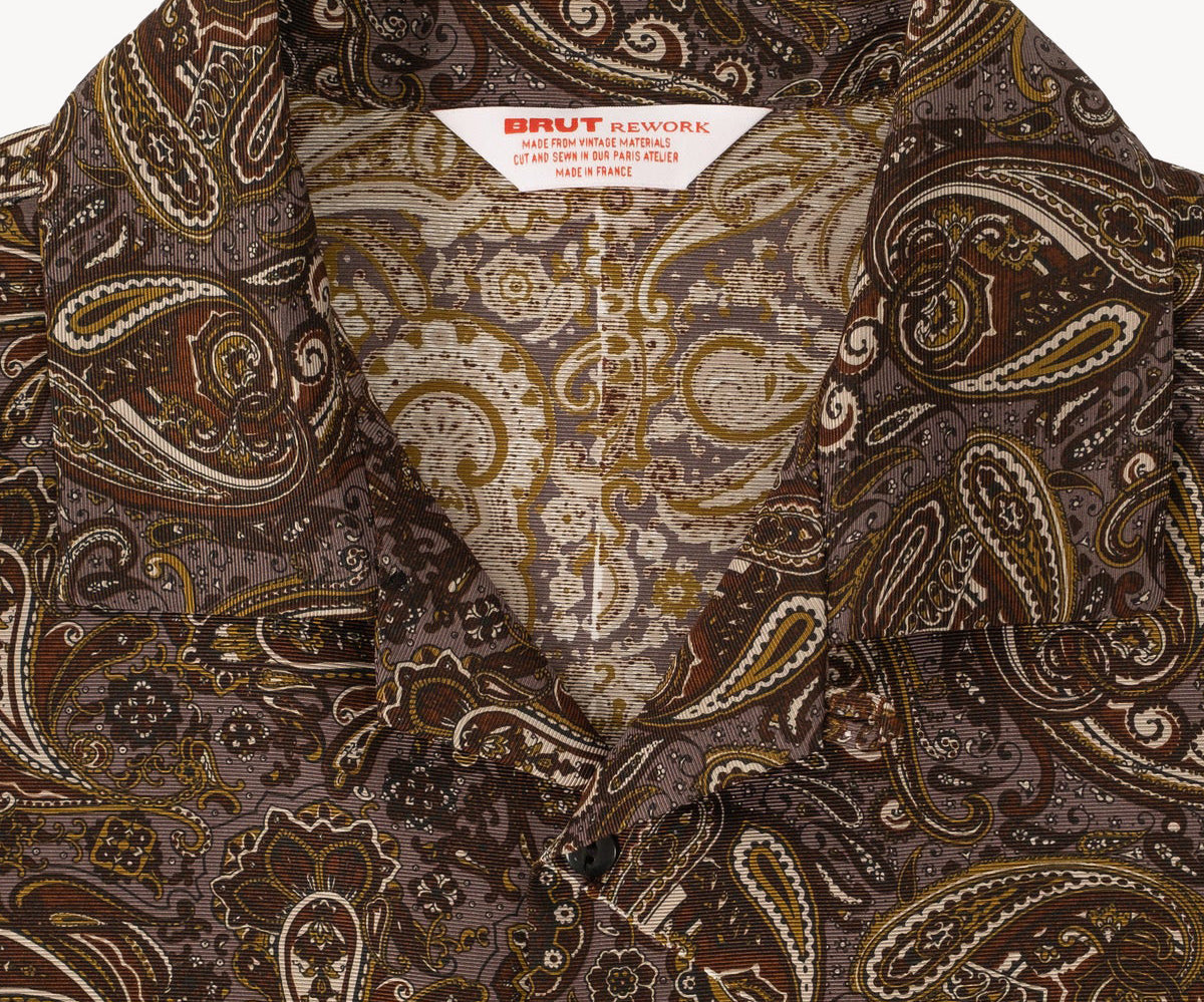 REWORK® TIE SHIRT - N° 020 Chemises SMALL / MARRON - BRUT Clothing