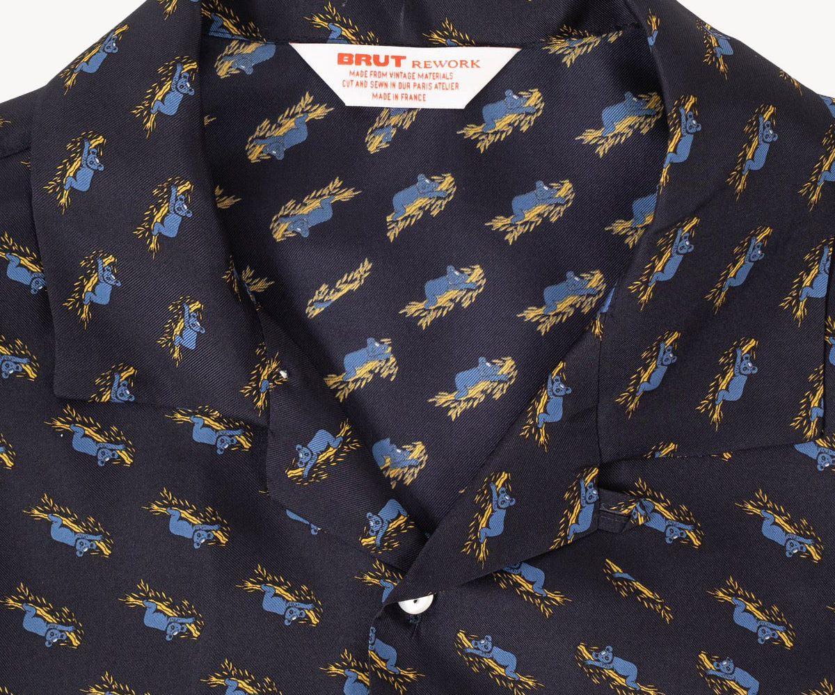 REWORK® TIE SHIRT - N° 025 Shirts SMALL / NAVY - BRUT Clothing