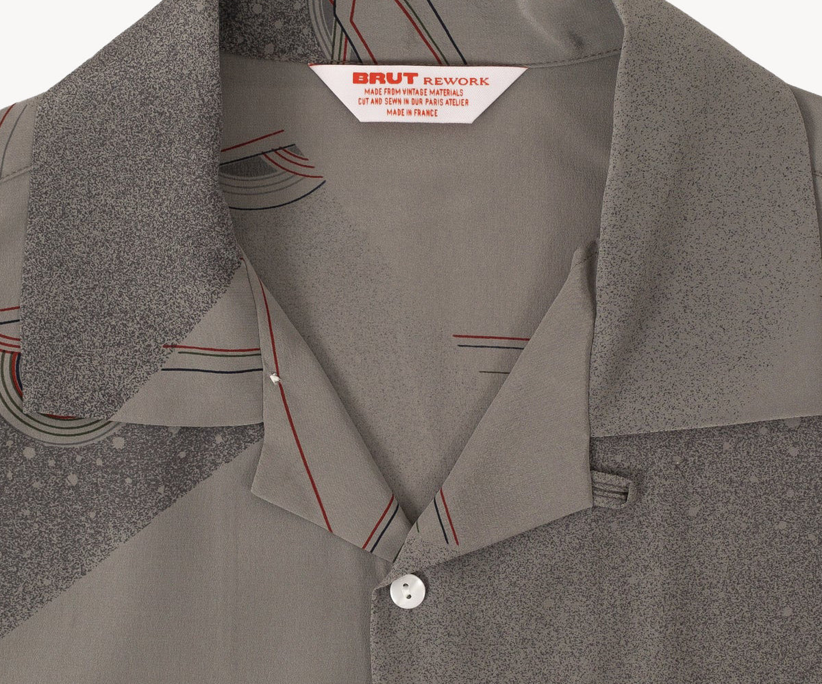 REWORK® TIE SHIRT - N° 033 Chemises SMALL / GRIS - BRUT Clothing
