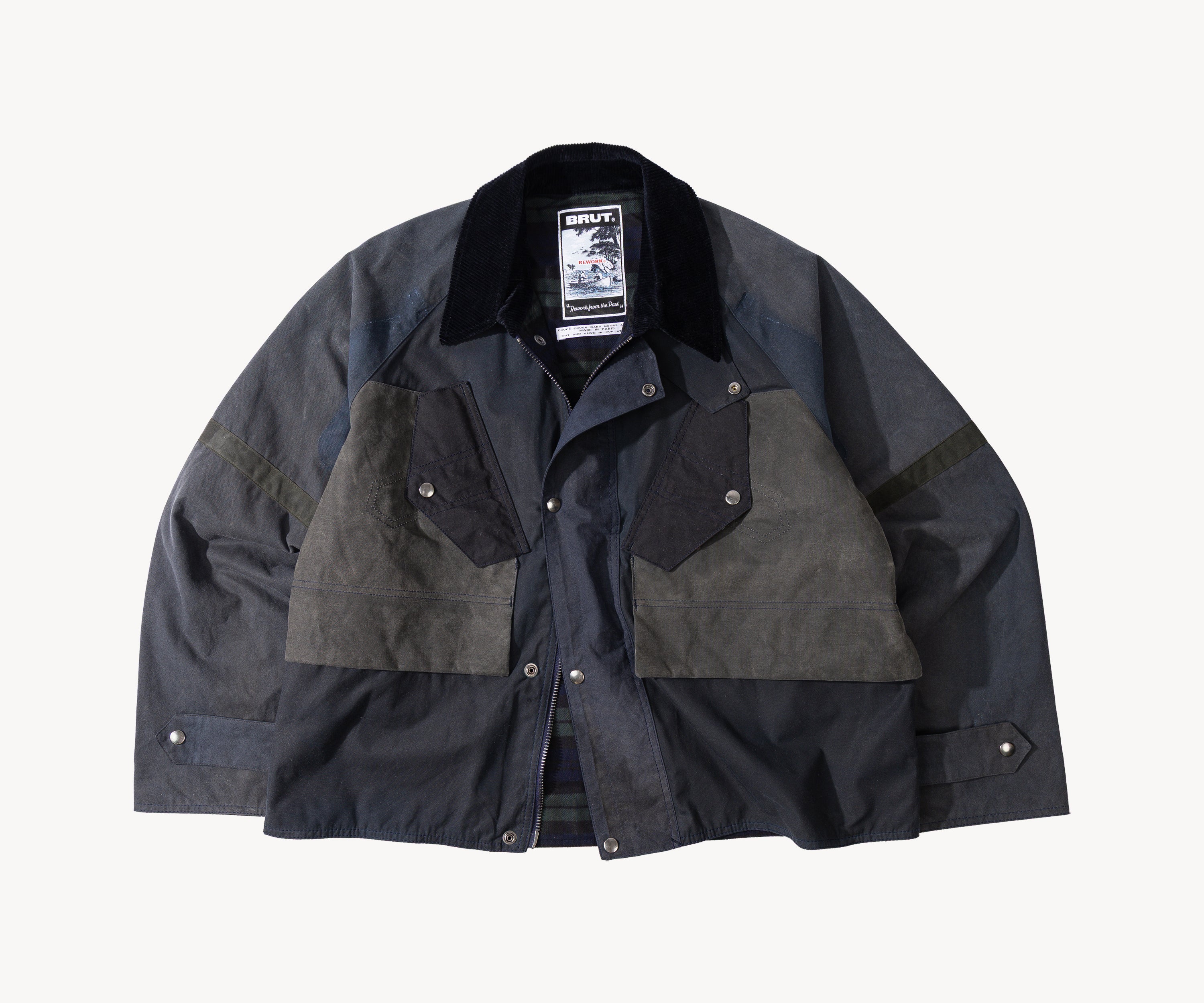 REWORK® TACTICAL WAX JACKET - N° 016 Manteaux et vestes LARGE / BLEU - BRUT Clothing