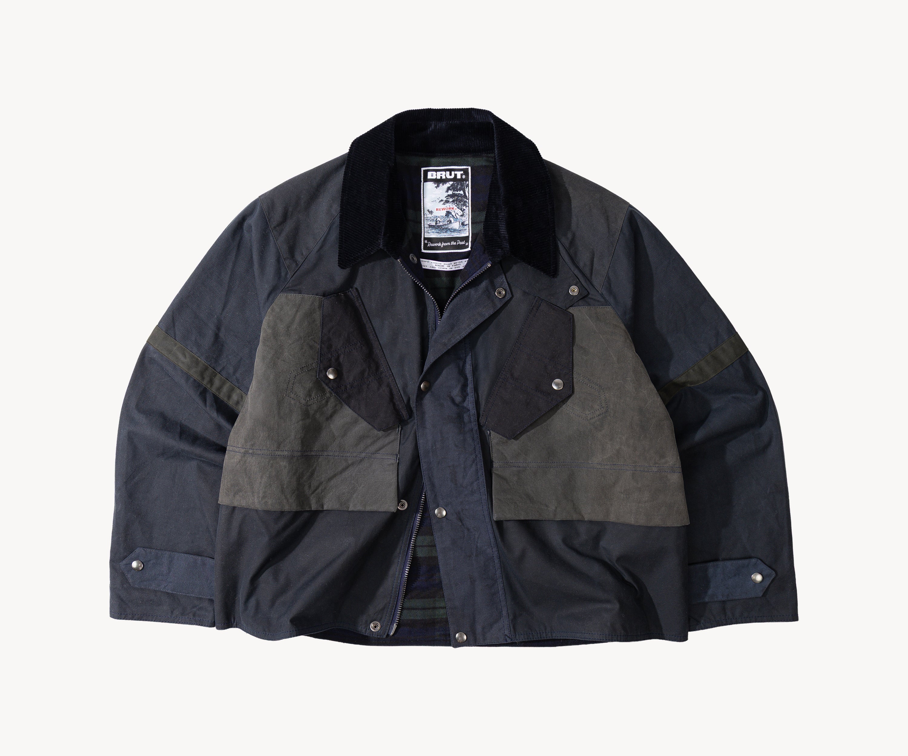 REWORK® TACTICAL WAX JACKET - N° 014 Manteaux et vestes LARGE / BLEU - BRUT Clothing