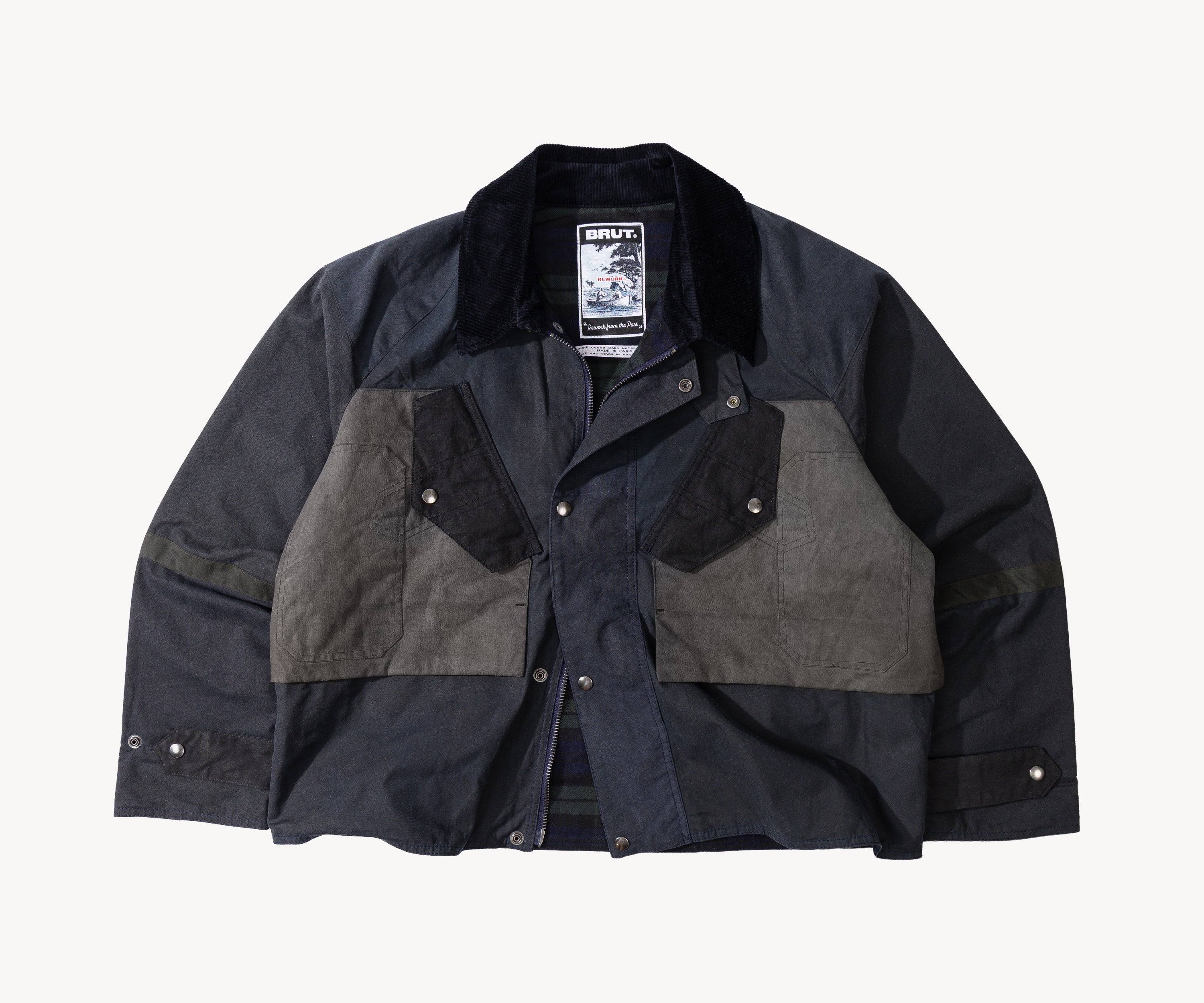 REWORK® TACTICAL WAX JACKET - N° 027 Manteaux et vestes X-LARGE / BLEU - BRUT Clothing