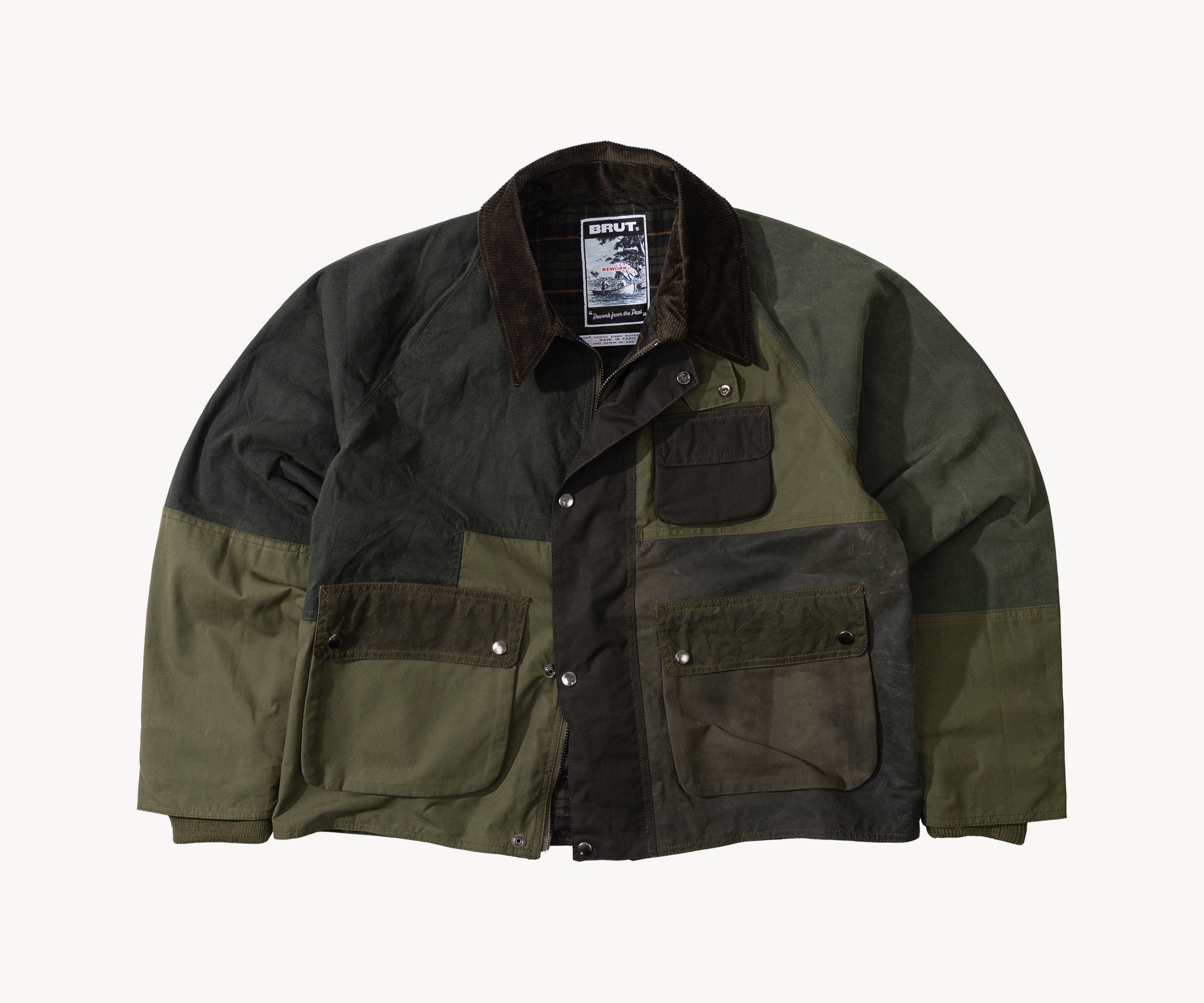 REWORK® FLY WAX JACKET - N° 034 Manteaux et vestes LARGE / VERT - BRUT Clothing