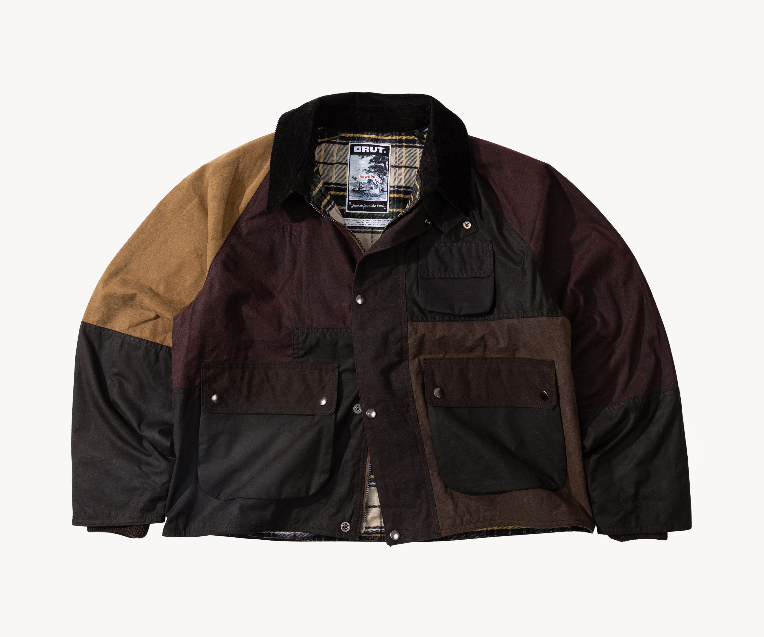 REWORK® FLY WAX JACKET - N° 044 Manteaux et vestes LARGE / MARRON - BRUT Clothing