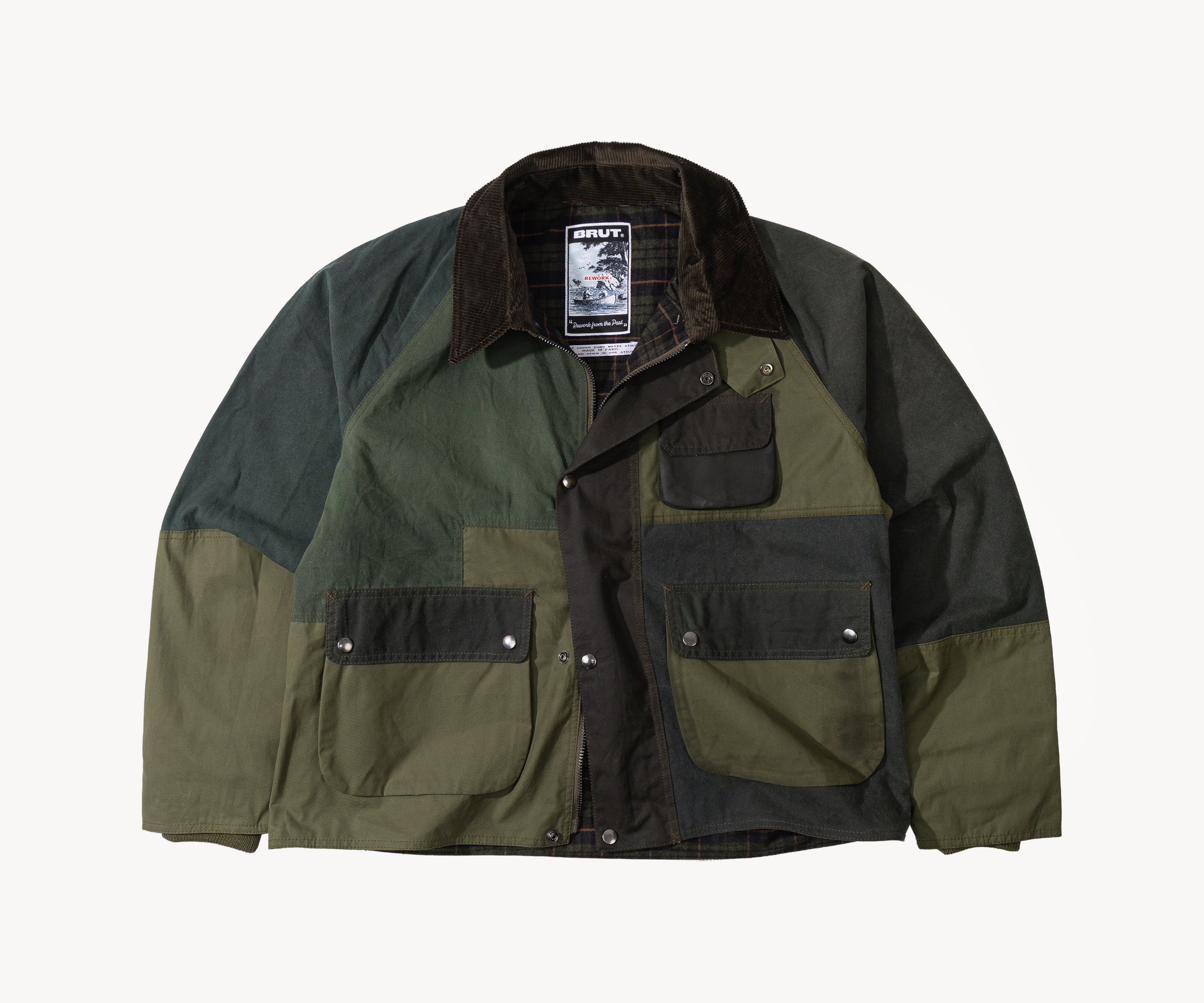 REWORK® FLY WAX JACKET - N° 036 Manteaux et vestes LARGE / VERT - BRUT Clothing
