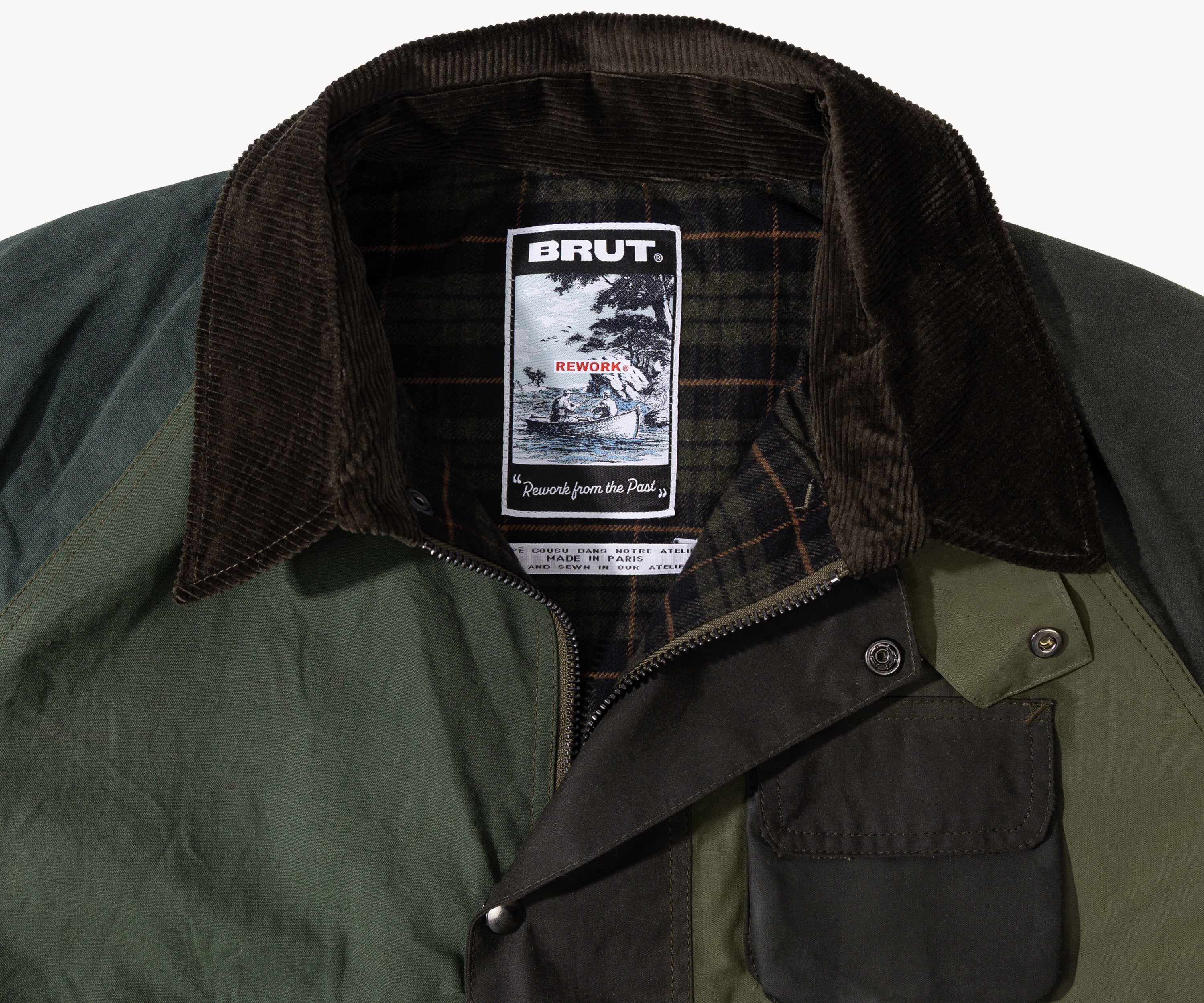 REWORK® FLY WAX JACKET - N° 036 Manteaux et vestes LARGE / VERT - BRUT Clothing