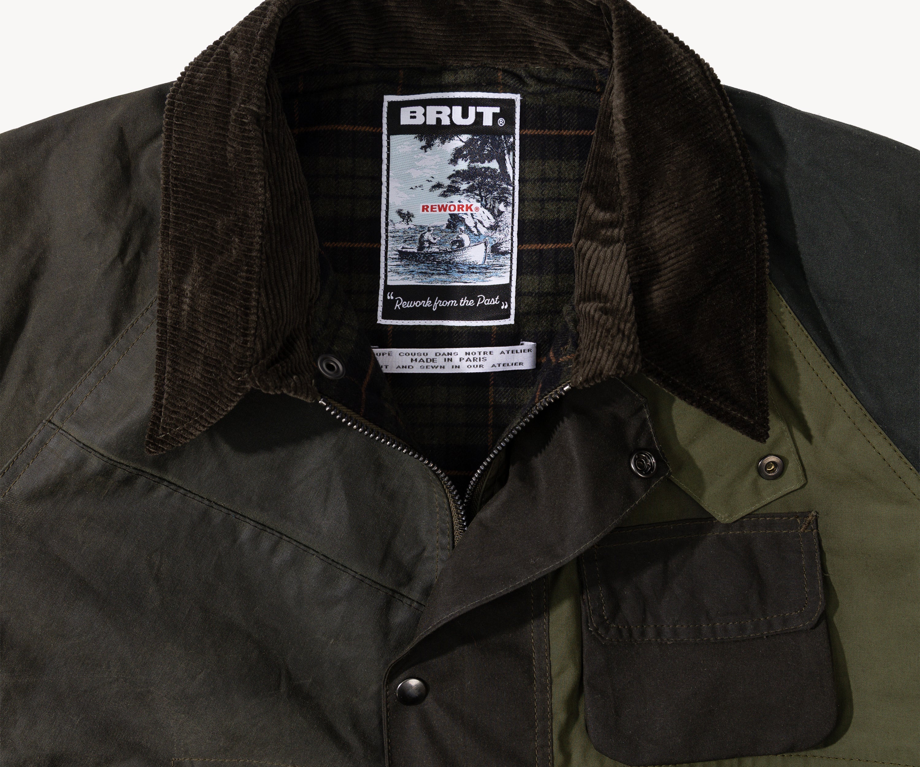 REWORK® FLY WAX JACKET - N° 037 Coats & Jackets LARGE / GREEN - BRUT Clothing