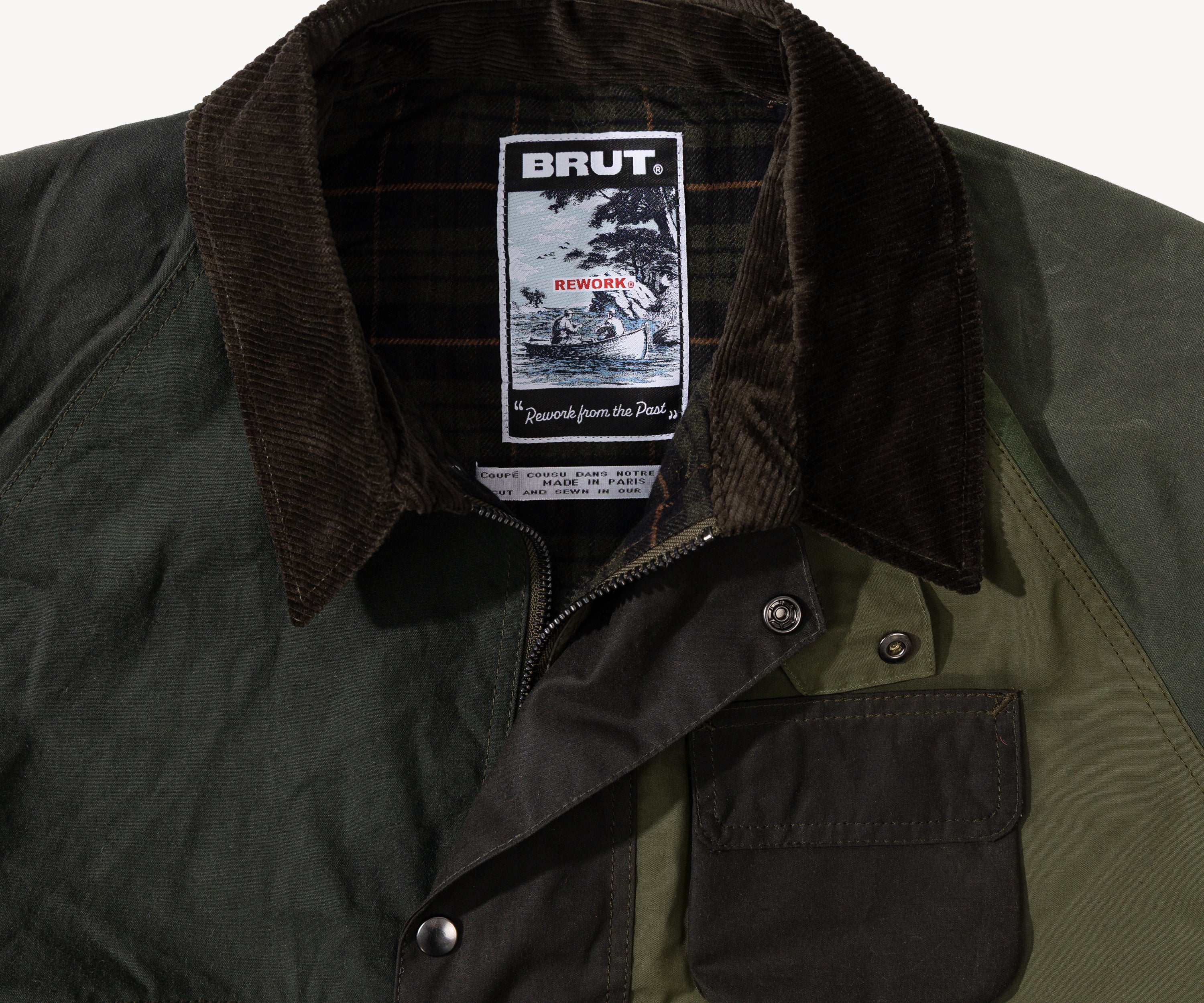 REWORK® FLY WAX JACKET - N° 034 Coats & Jackets LARGE / GREEN - BRUT Clothing