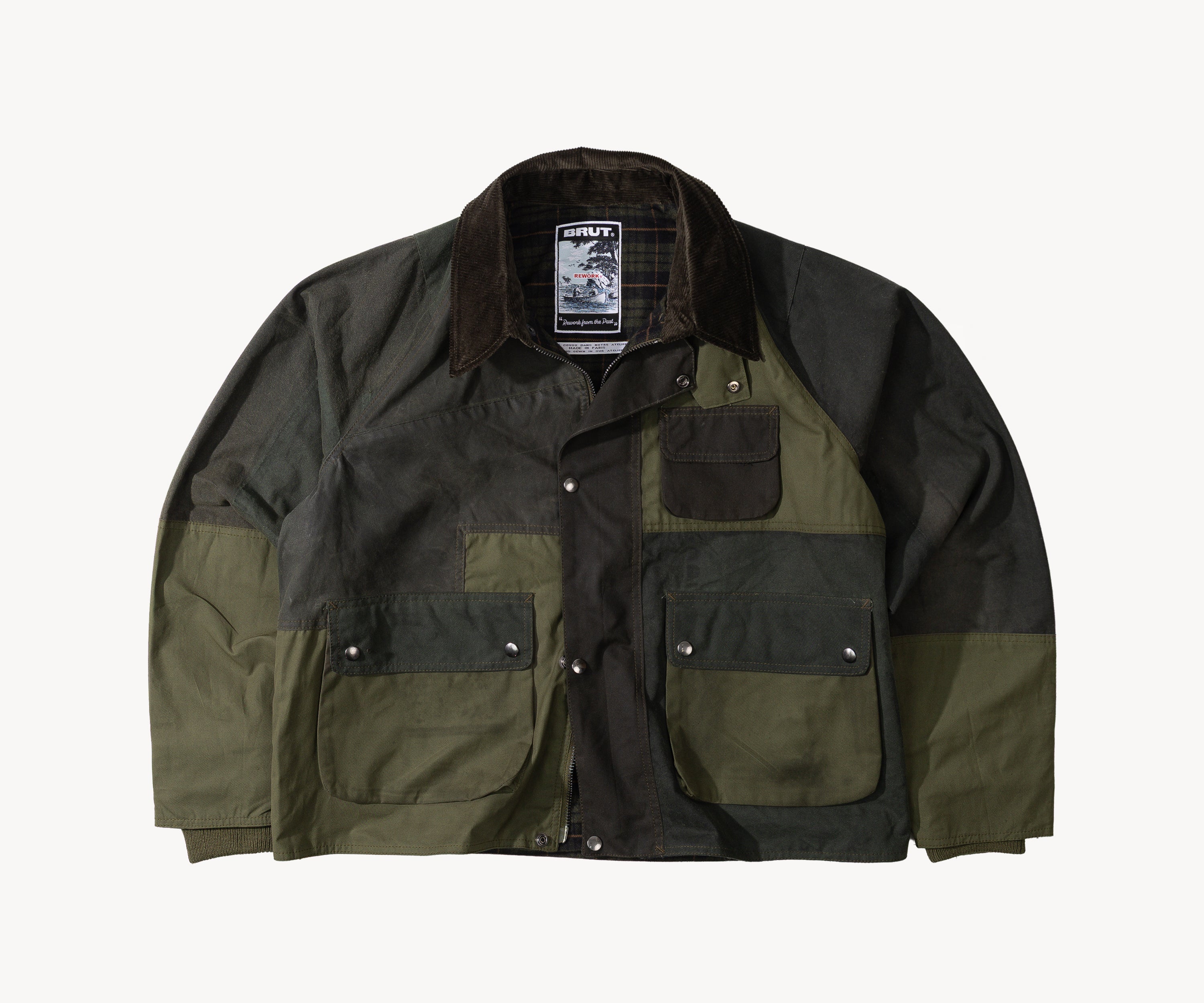 REWORK® FLY WAX JACKET - N° 042 Manteaux et vestes LARGE / VERT - BRUT Clothing
