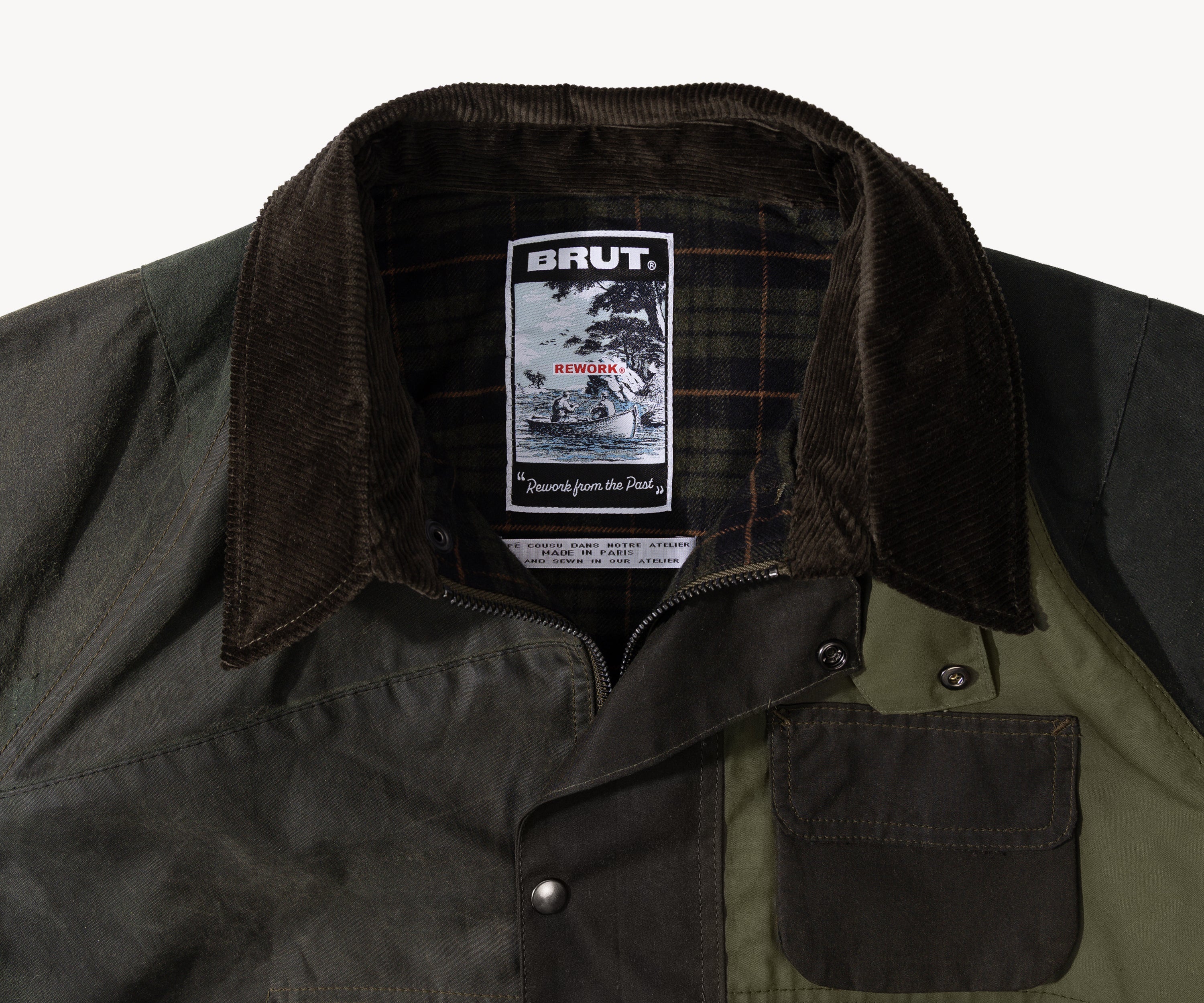 REWORK® FLY WAX JACKET - N° 042 Manteaux et vestes LARGE / VERT - BRUT Clothing
