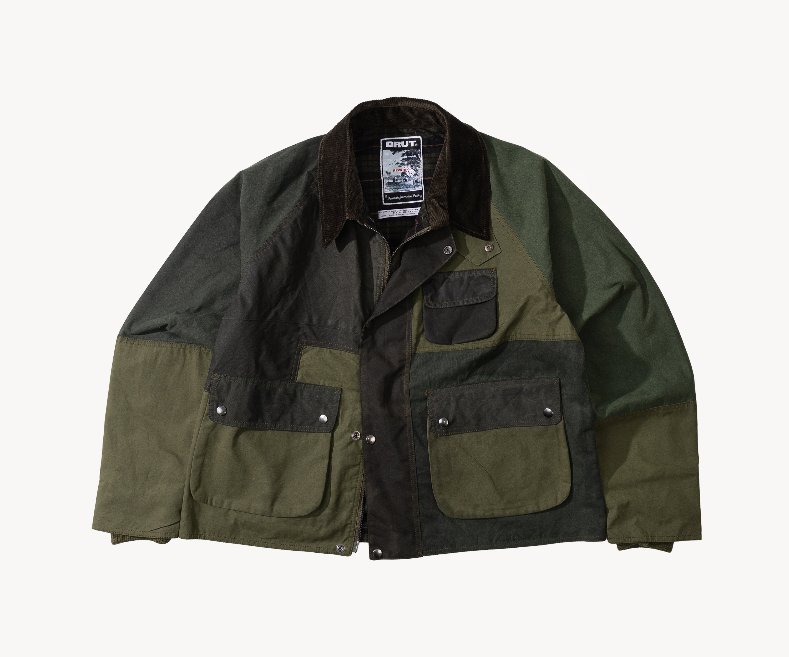 REWORK® FLY WAX JACKET - N° 043 Manteaux et vestes LARGE / VERT - BRUT Clothing