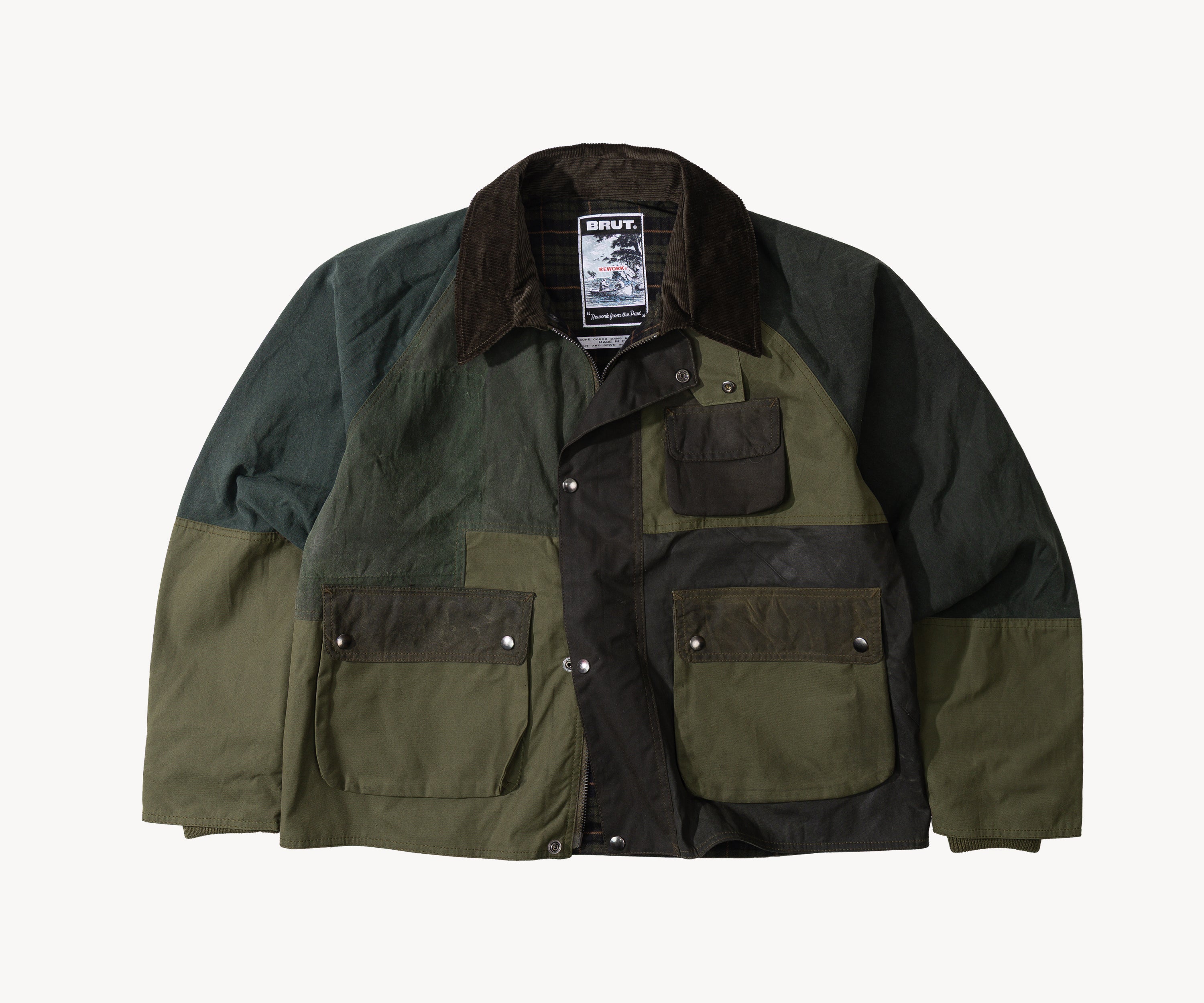 REWORK® FLY WAX JACKET - N° 035 Manteaux et vestes LARGE / VERT - BRUT Clothing