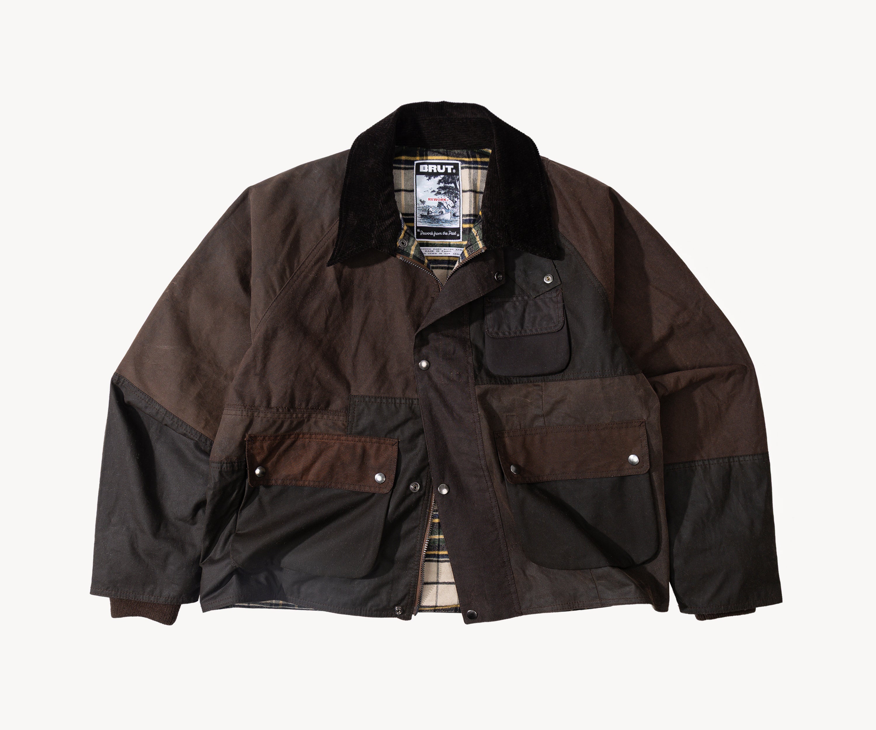 REWORK® FLY WAX JACKET- N° 047 Manteaux et vestes LARGE / MARRON - BRUT Clothing