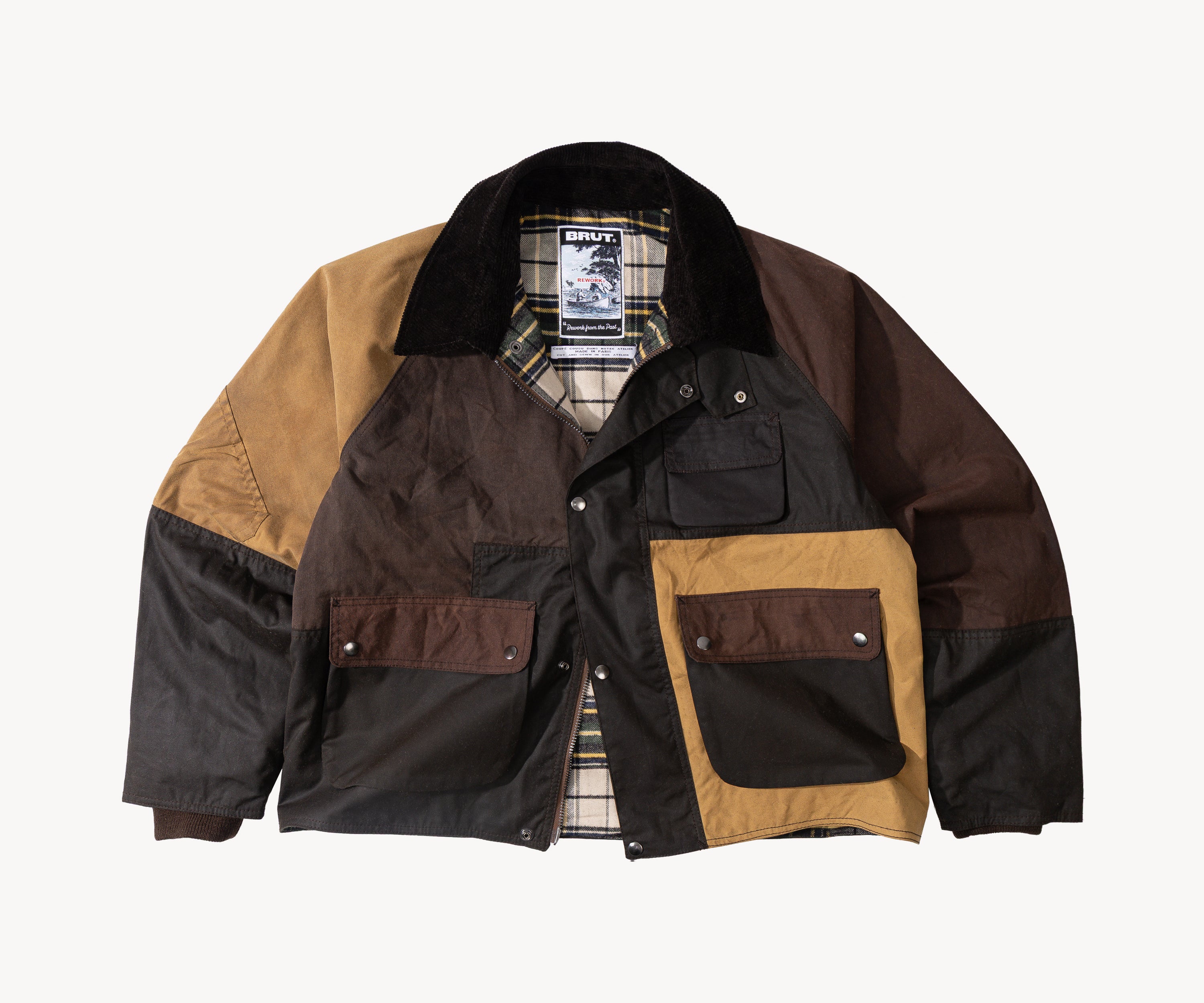 REWORK® FLY WAX JACKET - N° 049 Manteaux et vestes LARGE / MARRON - BRUT Clothing