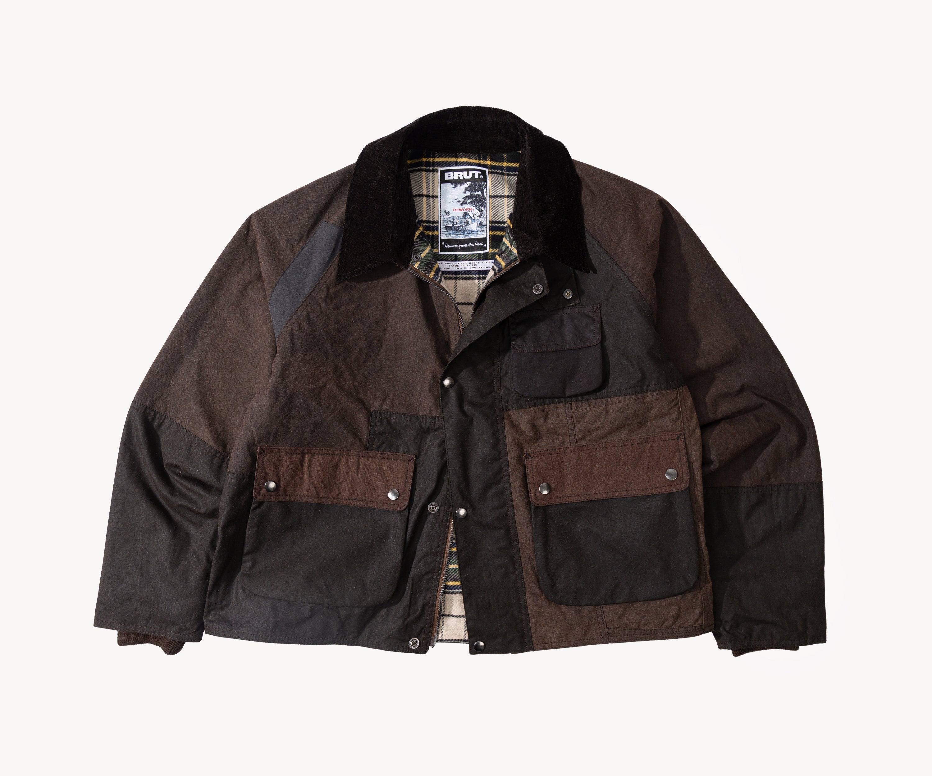 REWORK® FLY WAX JACKET - N° 045 Manteaux et vestes LARGE / MARRON - BRUT Clothing