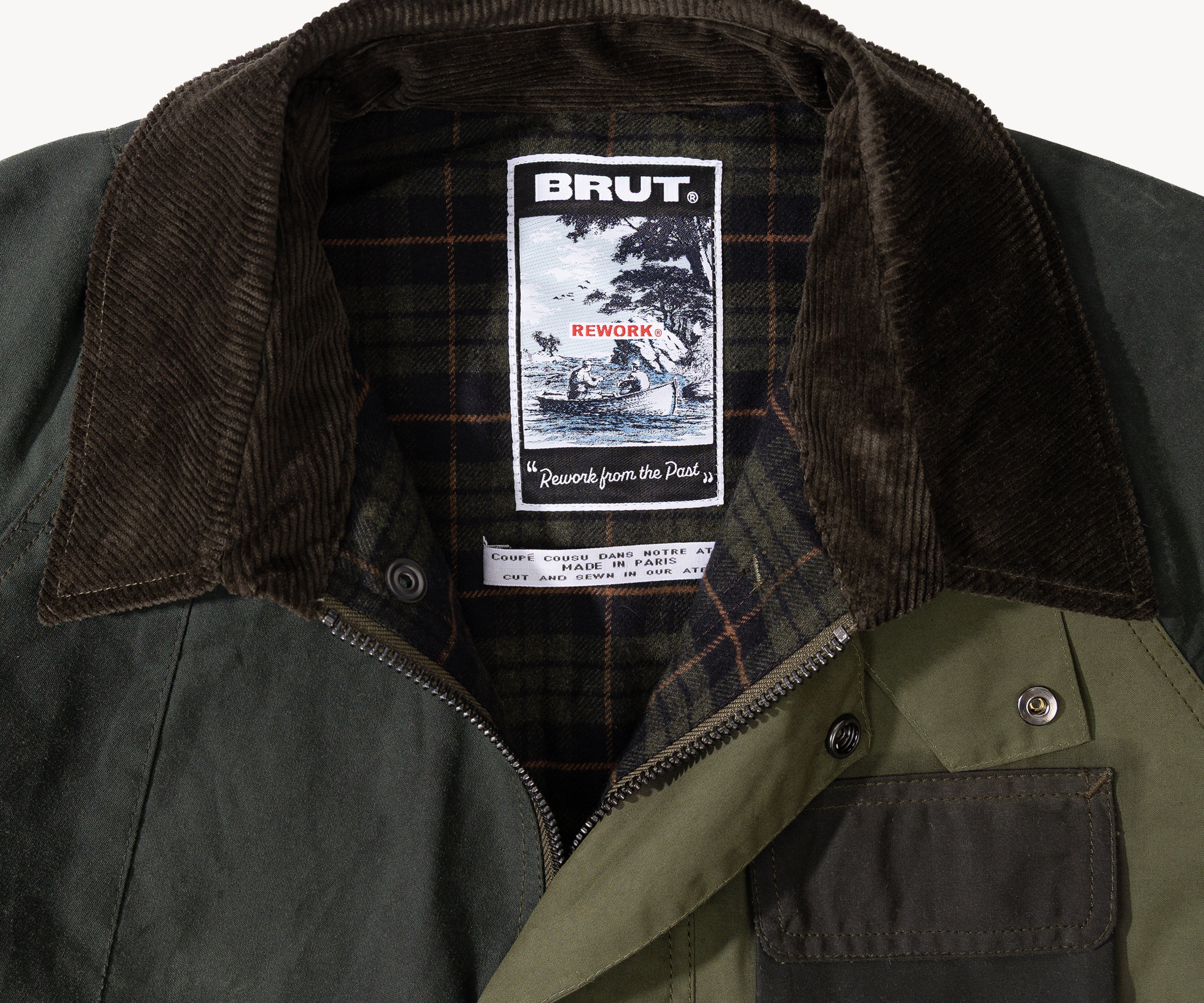 REWORK® FLY WAX JACKET - N° 015 Manteaux et vestes TAILLE MEDIUM / VERT - BRUT Clothing