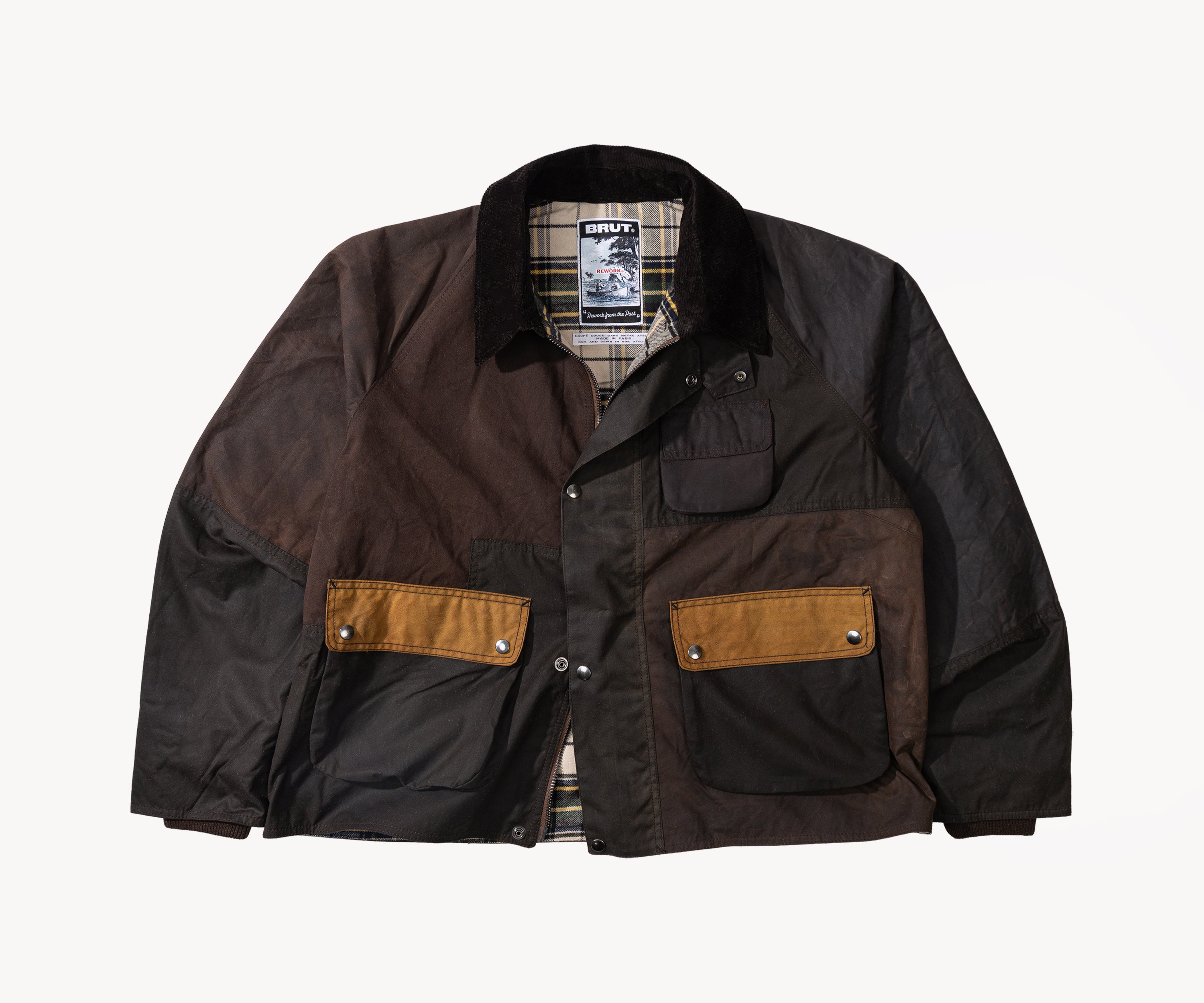REWORK® FLY WAX JACKET - N° 060 Manteaux et vestes X-LARGE / MARRON - BRUT Clothing