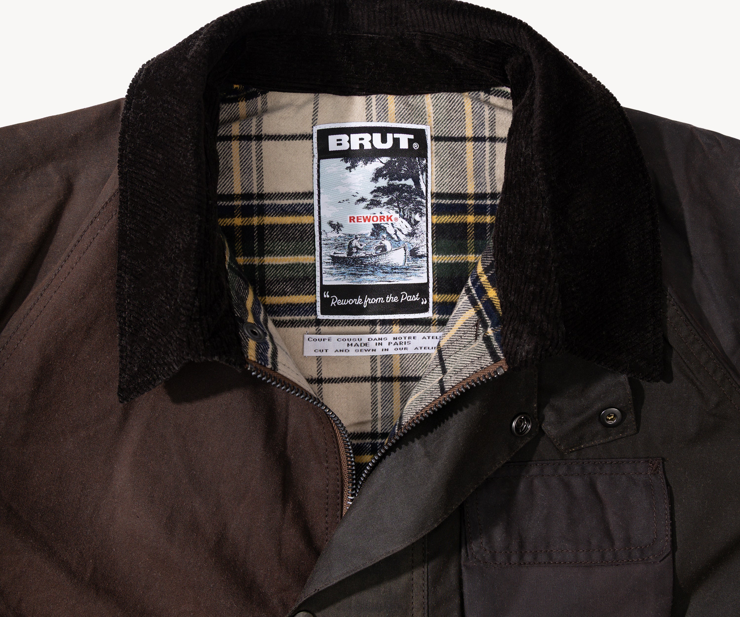 REWORK® FLY WAX JACKET - N° 060 Coats & Jackets X-LARGE / BROWN - BRUT Clothing