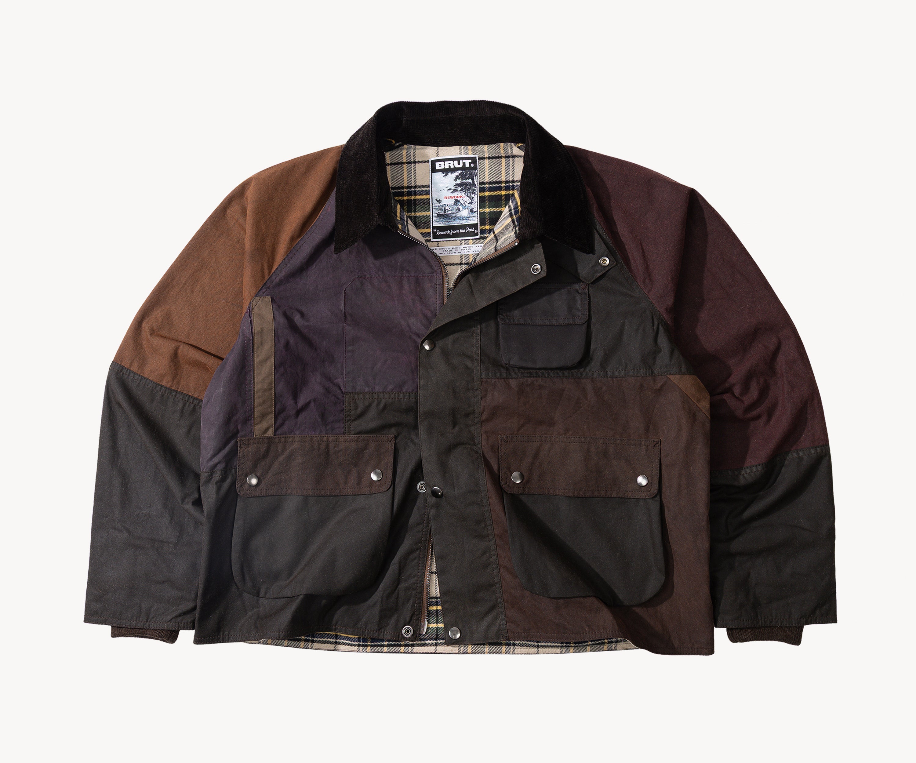 REWORK® FLY WAX JACKET - N° 061 Manteaux et vestes X-LARGE / MARRON - BRUT Clothing
