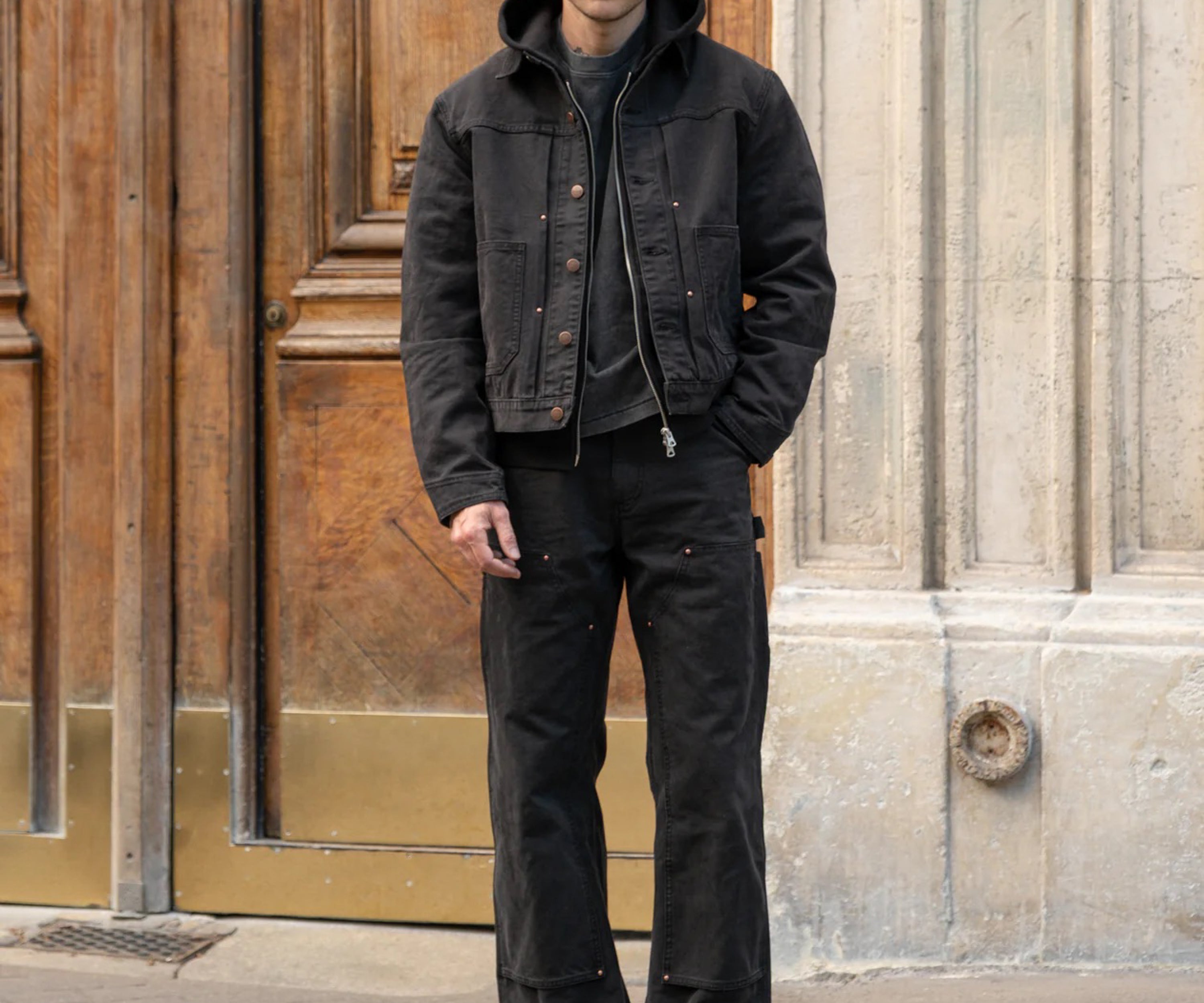 THE PLEATED RIVET JACKET Coats & Jackets X-SMALL / BLACK - BRUT Clothing