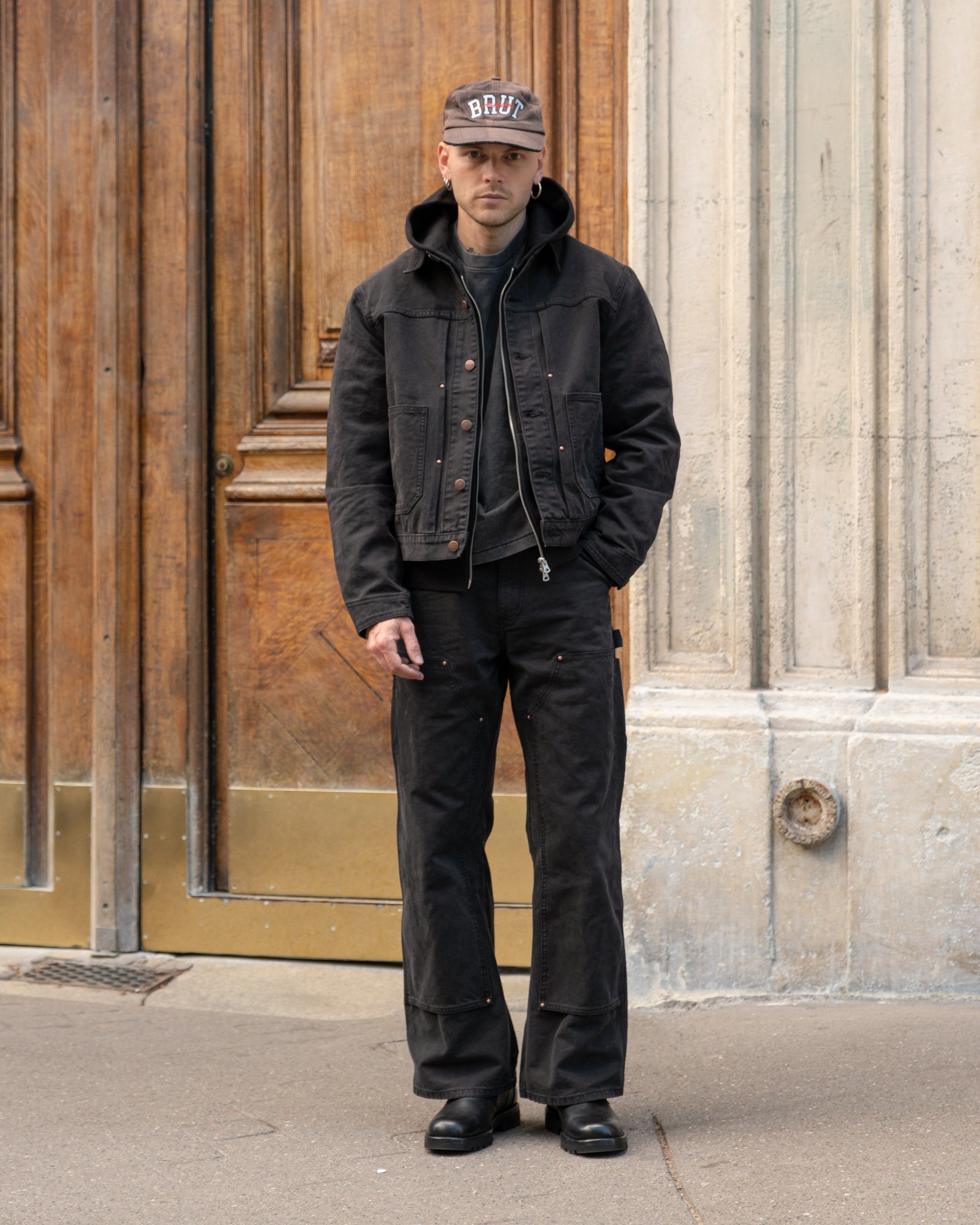 THE WIDE LEG DOUBLE KNEE - BLACK | BRUT Vintage Shop