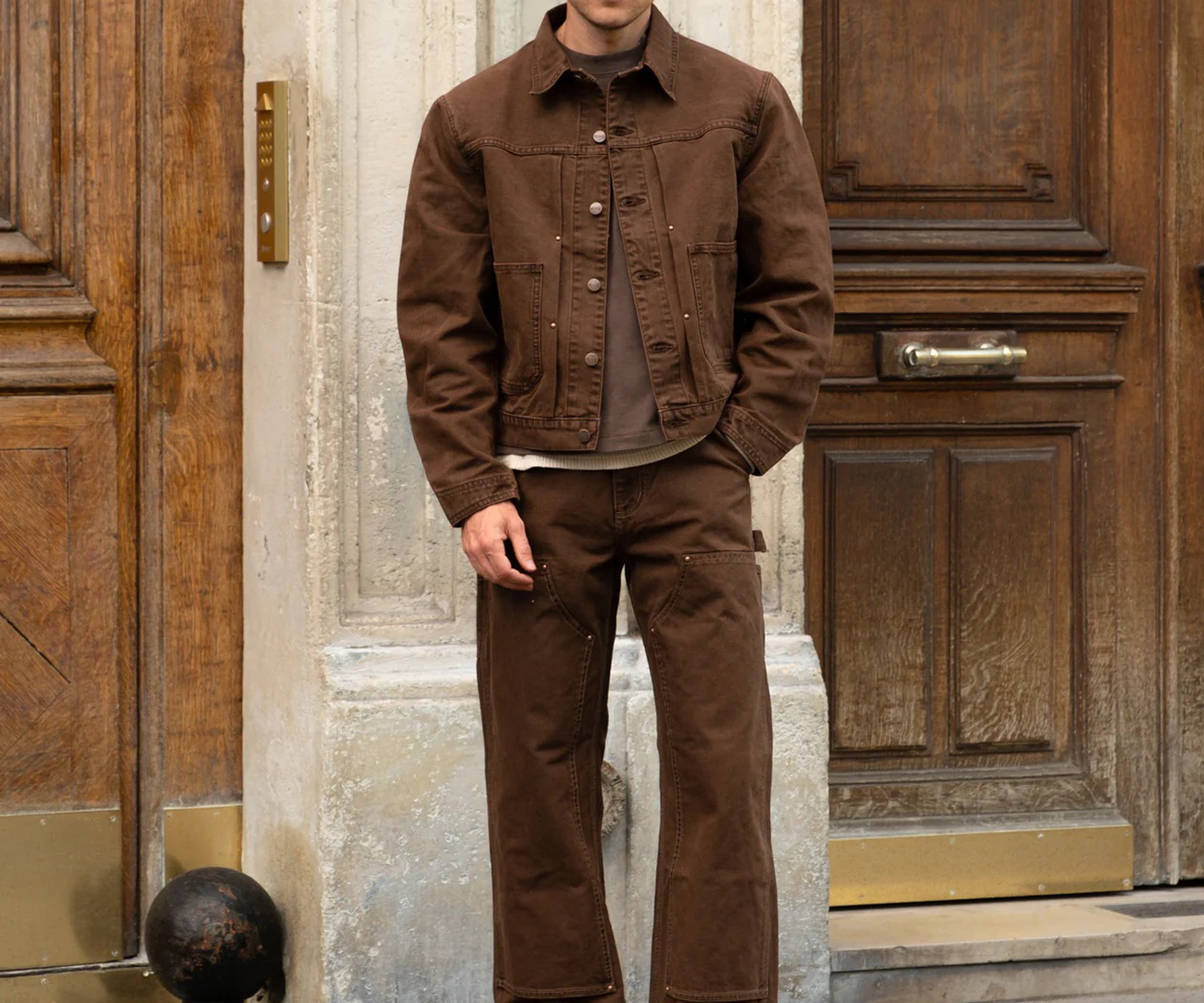 THE PLEATED RIVET JACKET Coats & Jackets X-SMALL / BROWN - BRUT Clothing