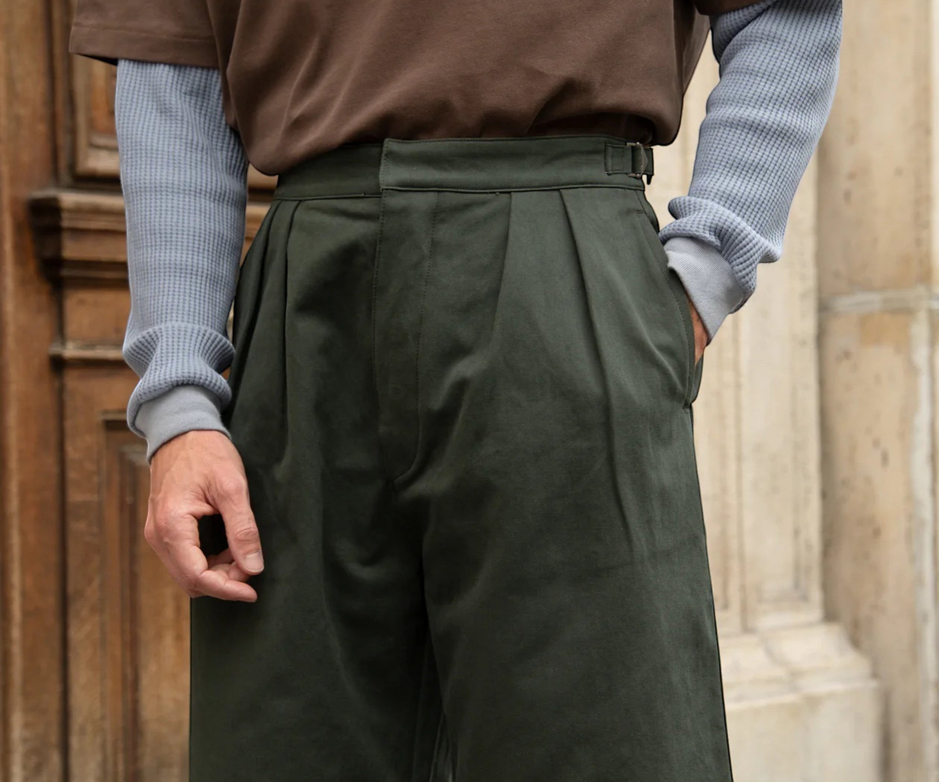 THE DOUBLE PLEAT SHORTS Short US26 / FR36 / DARK GREEN - BRUT Clothing