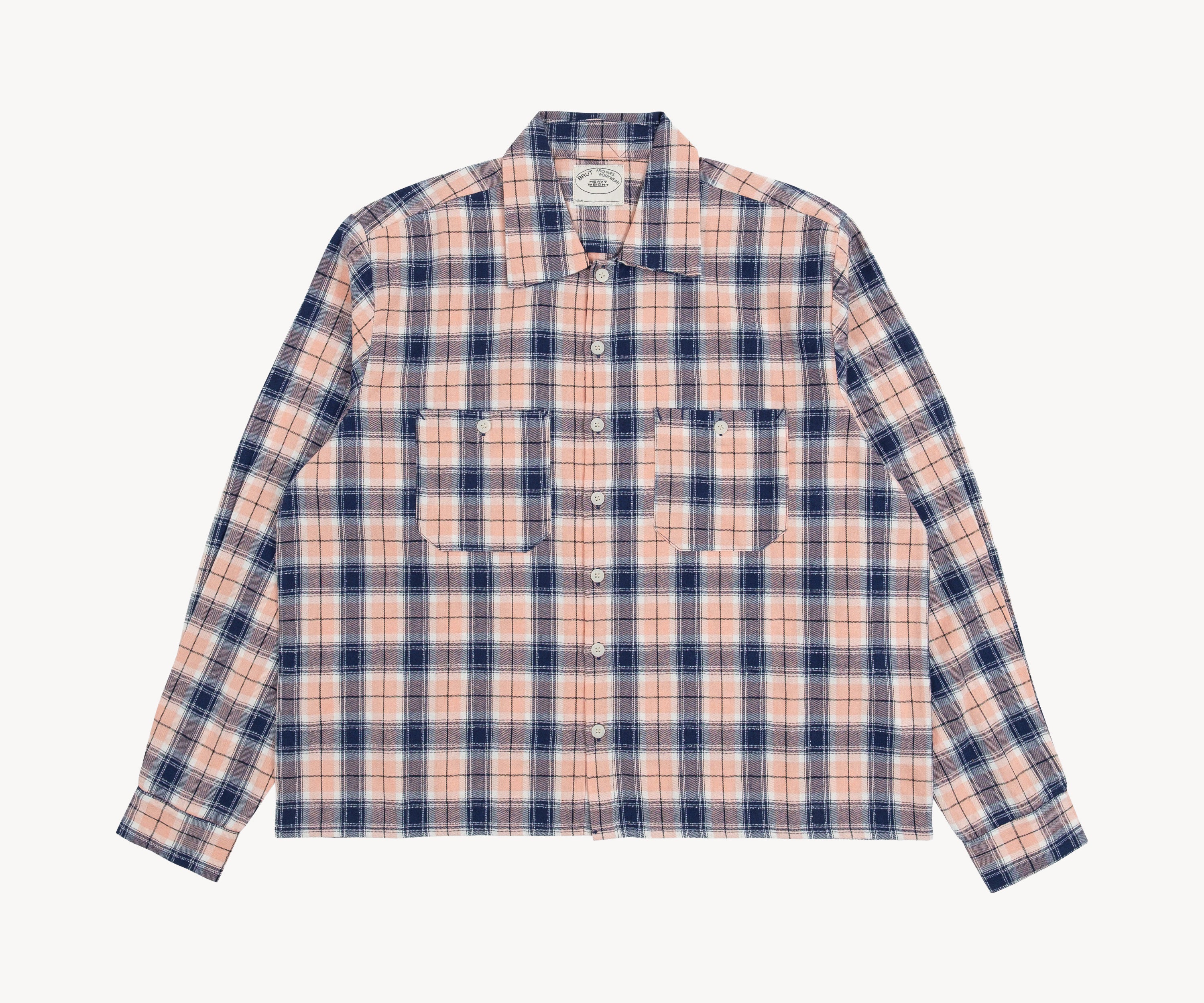THE OVERSIZED WORK SHIRT Chemises X-SMALL / BLEU MARINE / ROSE - BRUT Clothing