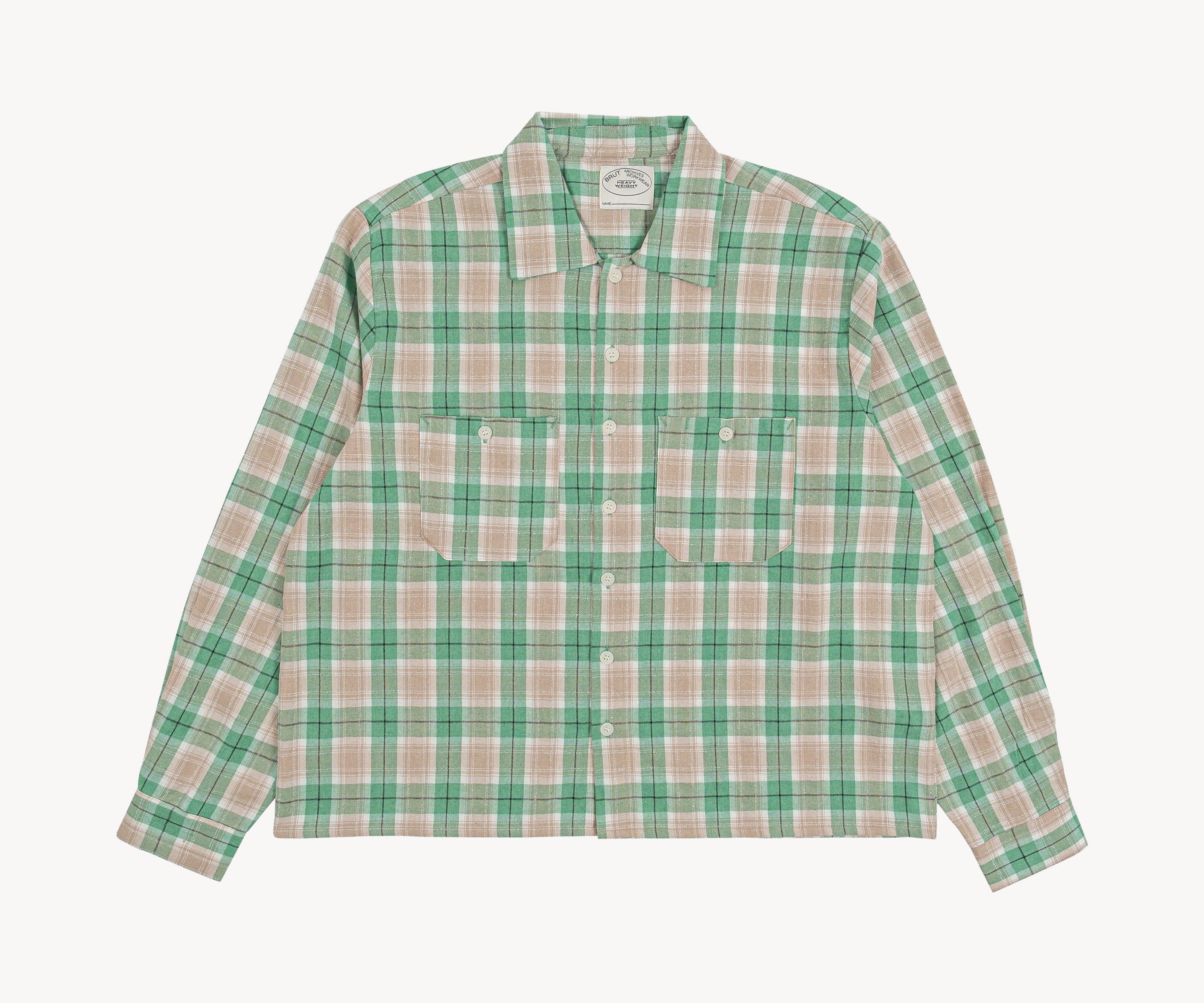 THE OVERSIZED WORK SHIRT Chemises XS / VERT-BEIGE - BRUT Clothing