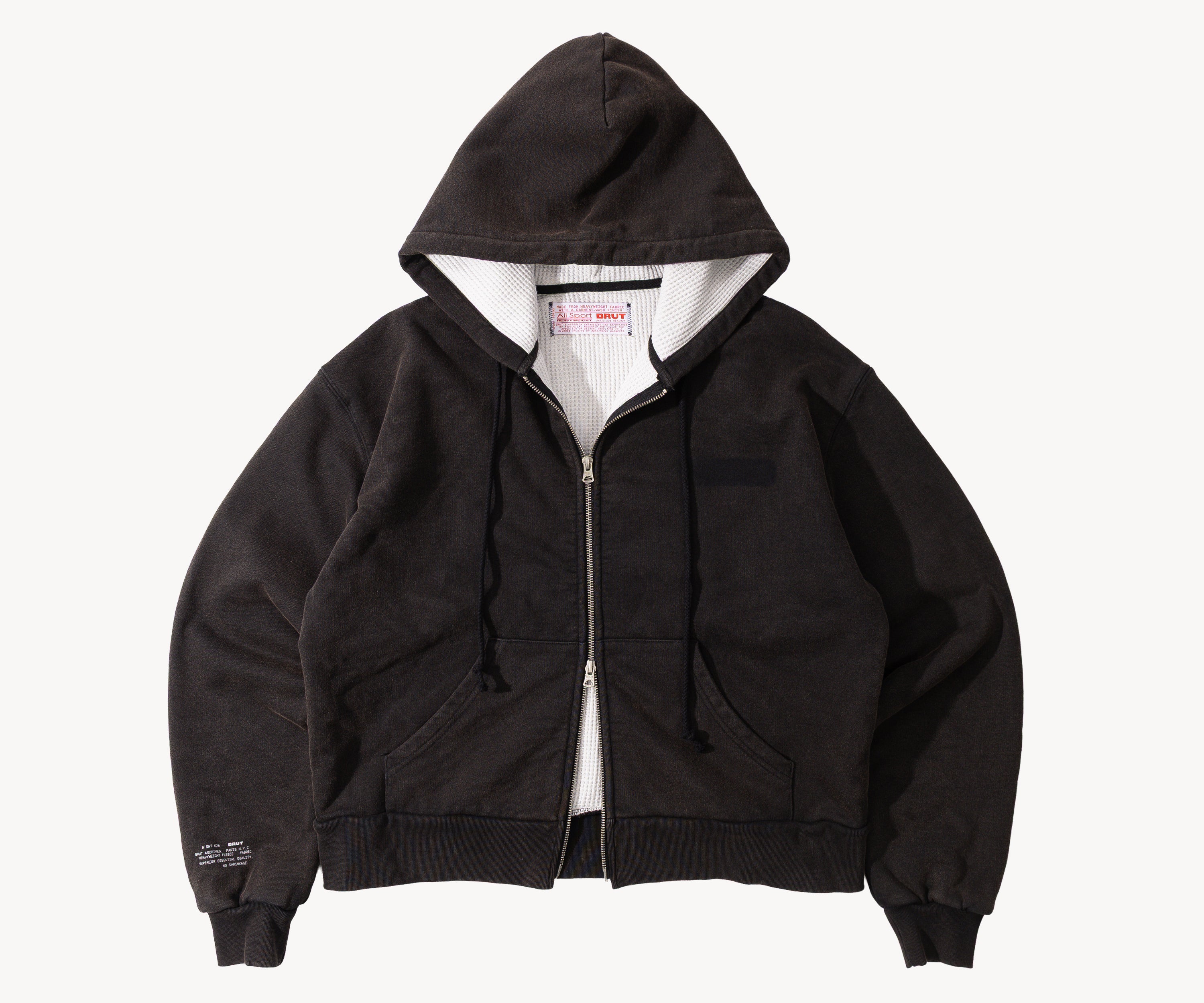 THE RAGGED THERMAL HOODIE Sweatshirts X-SMALL / FADED BLACK - BRUT Clothing