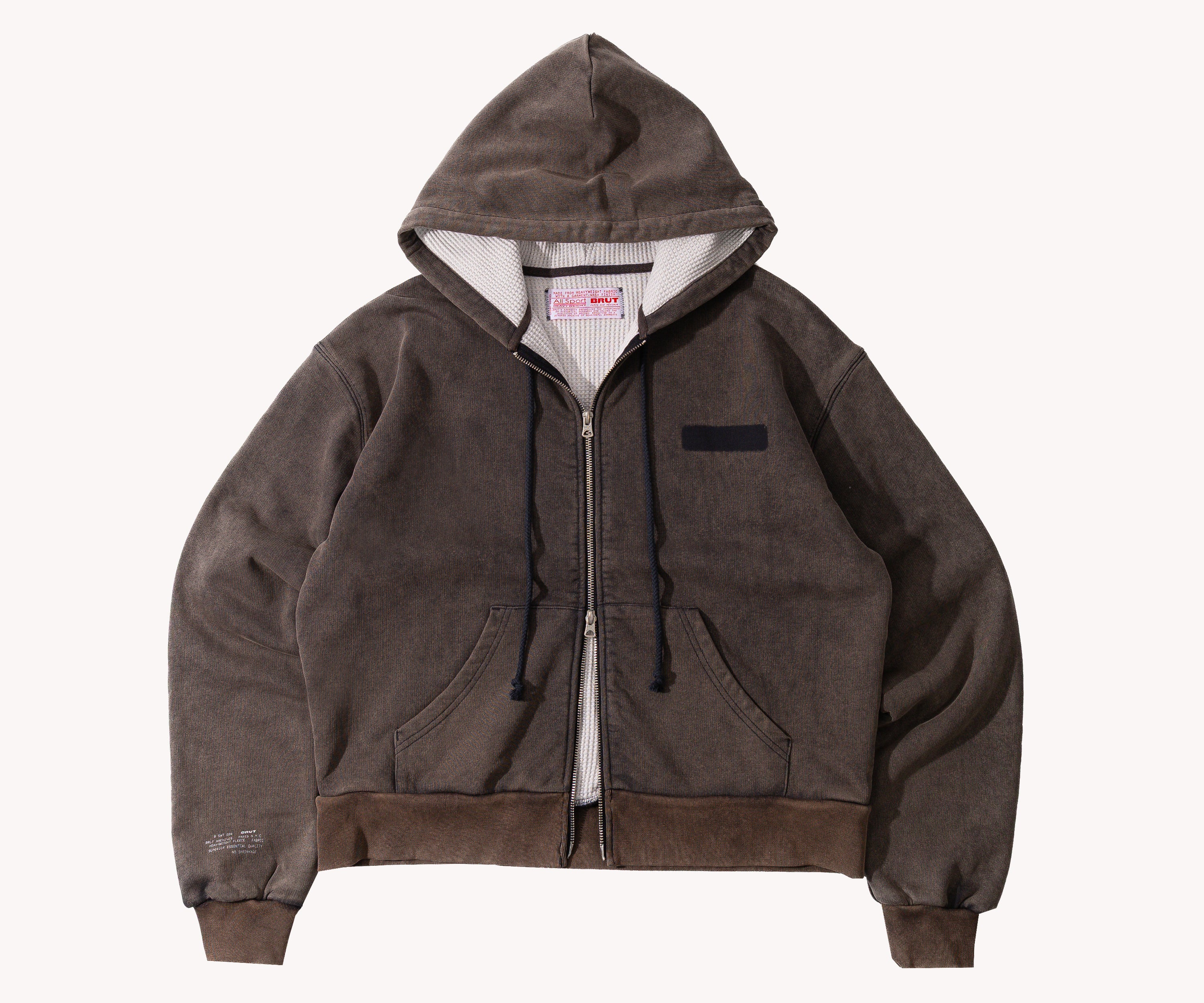 THE RAGGED THERMAL HOODIE Sweatshirts X-SMALL / FADED GREY - BRUT Clothing