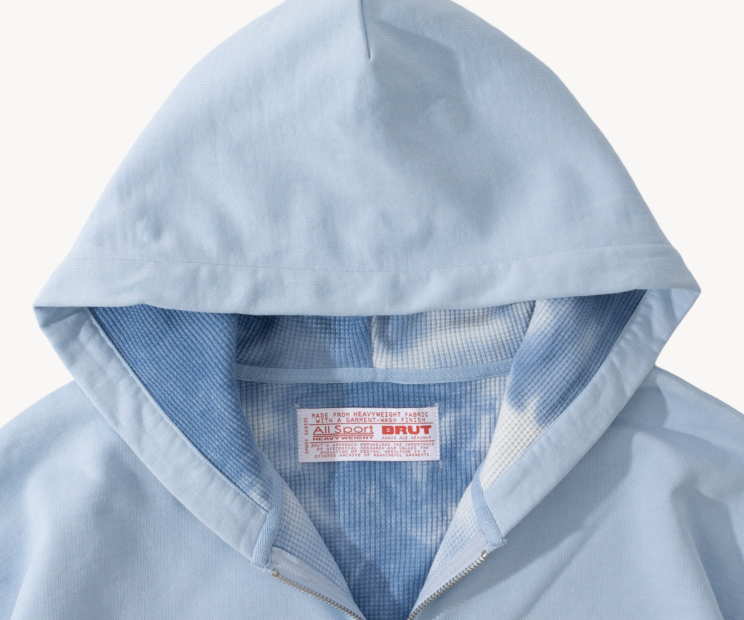 THE THERMAL ZIP SWEAT  - Tailles XS / BLEU BÉBÉ - BRUT Clothing
