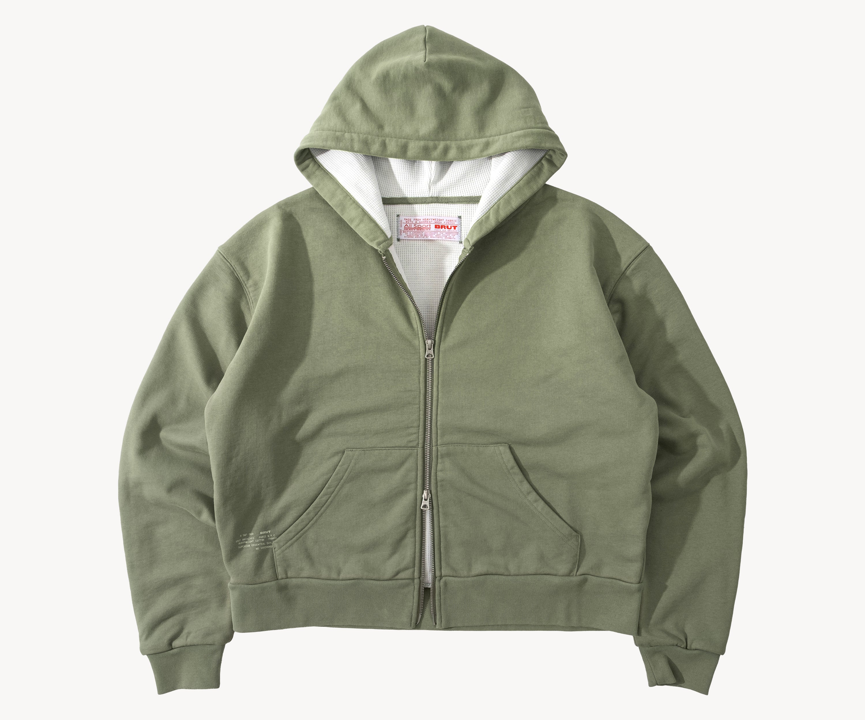 SWEAT À FERMETURE ÉCLAIR THERMAL Sweats X-SMALL / VERT GRIS - BRUT Clothing