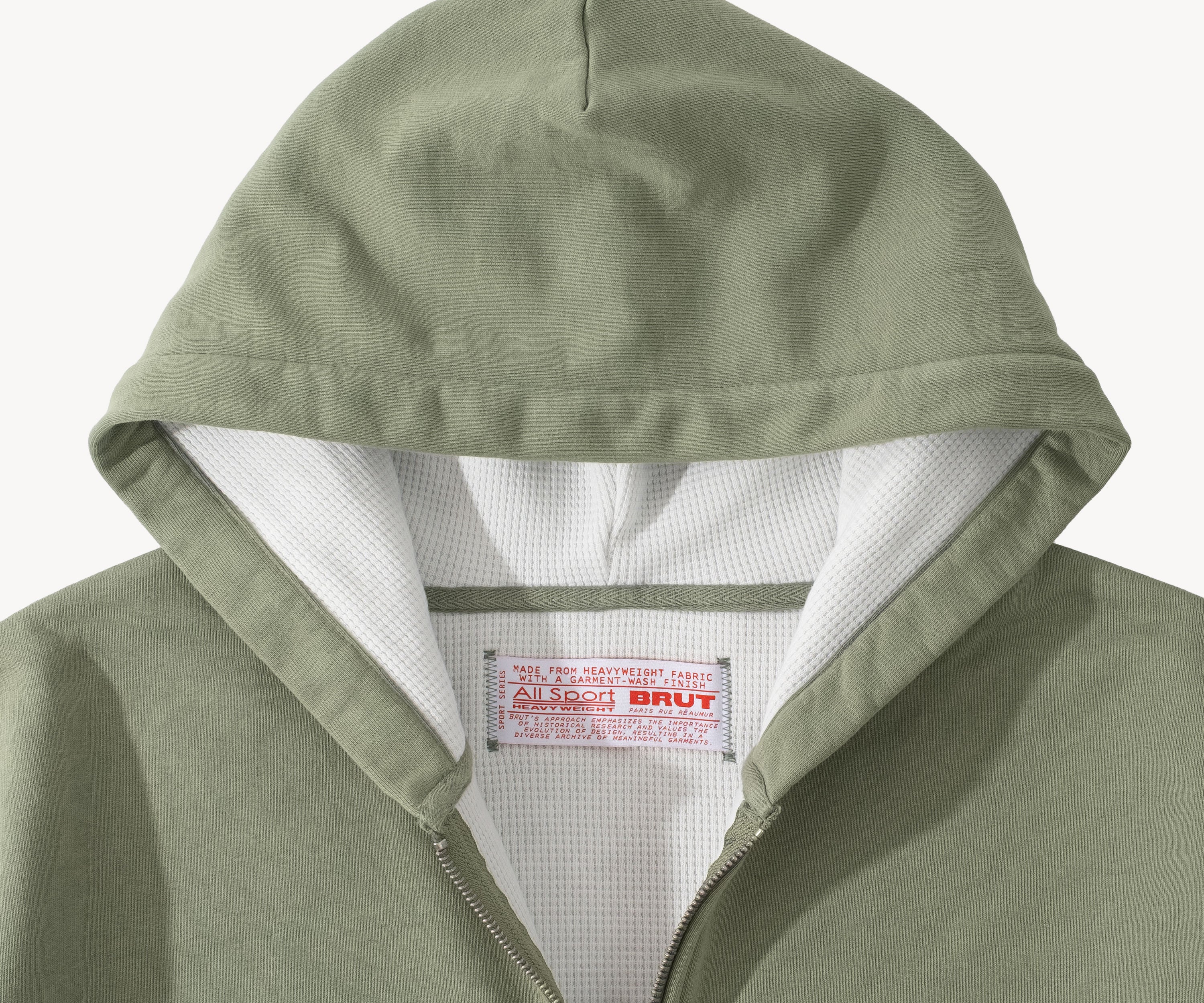 SWEAT À FERMETURE ÉCLAIR THERMAL Sweats X-SMALL / VERT GRIS - BRUT Clothing