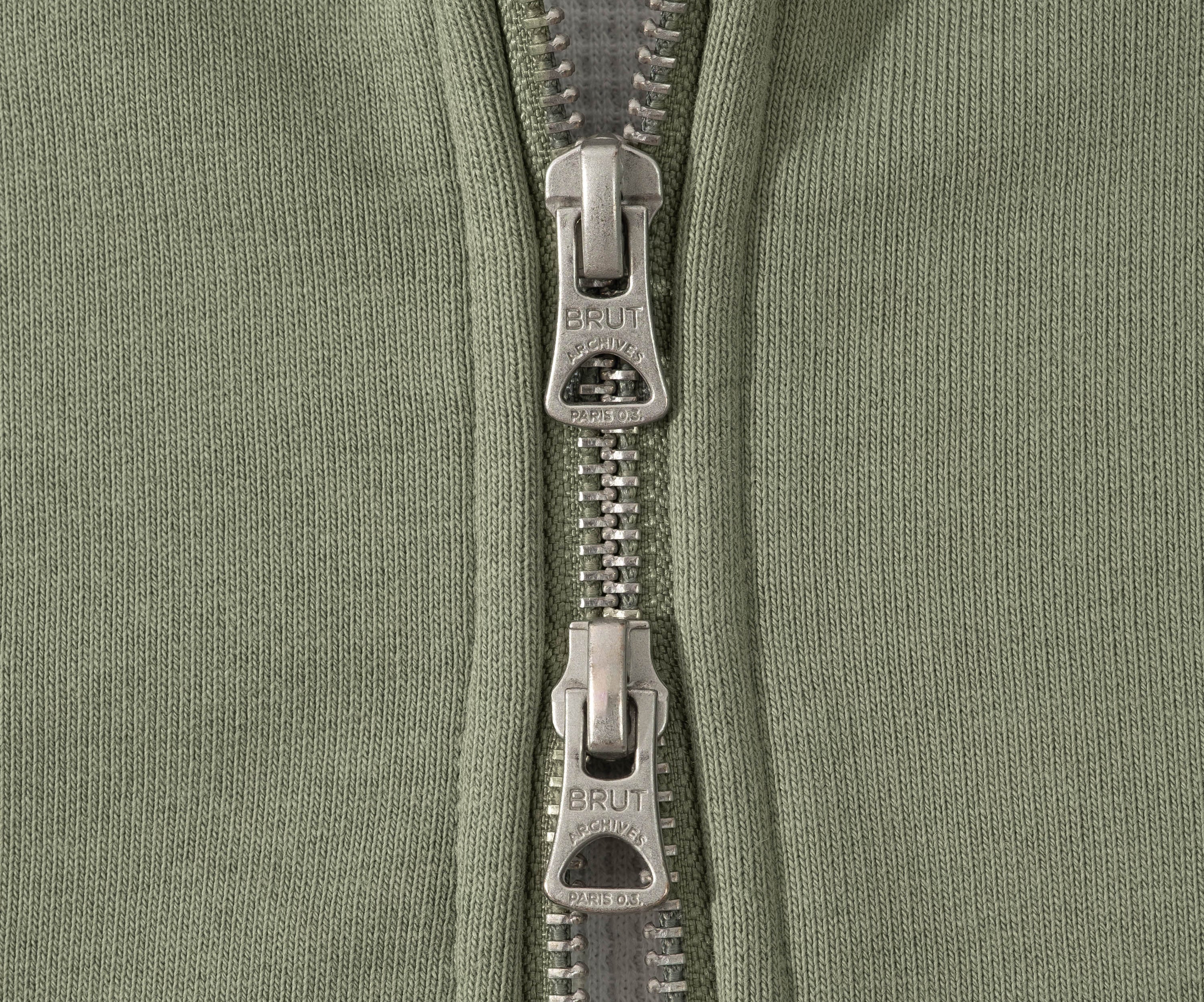 SWEAT À FERMETURE ÉCLAIR THERMAL Sweats X-SMALL / VERT GRIS - BRUT Clothing