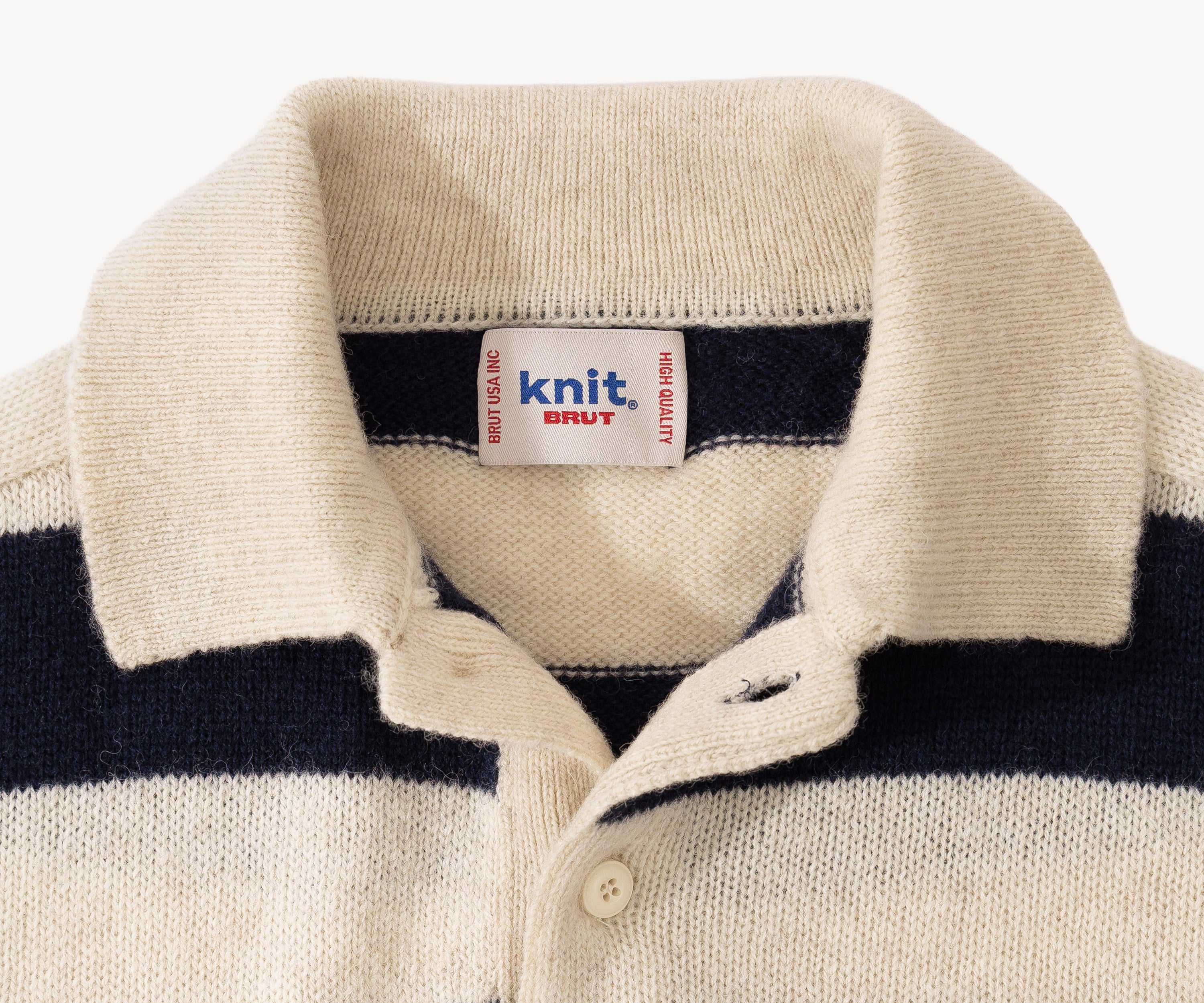 THE SHETLAND POLO X-SMALL / BLEU MARINE / ÉCRU - BRUT Clothing