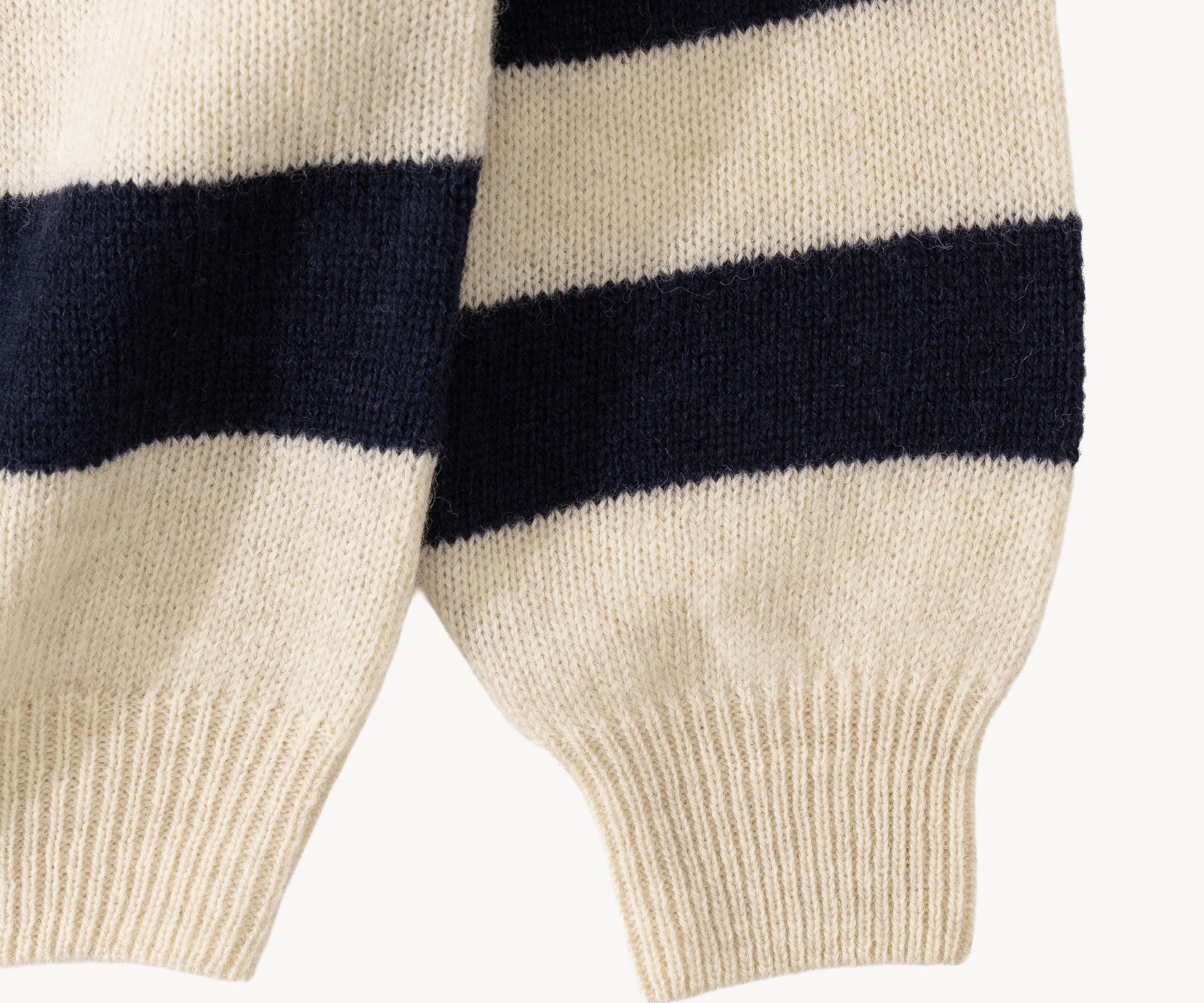 THE SHETLAND POLO X-SMALL / BLEU MARINE / ÉCRU - BRUT Clothing