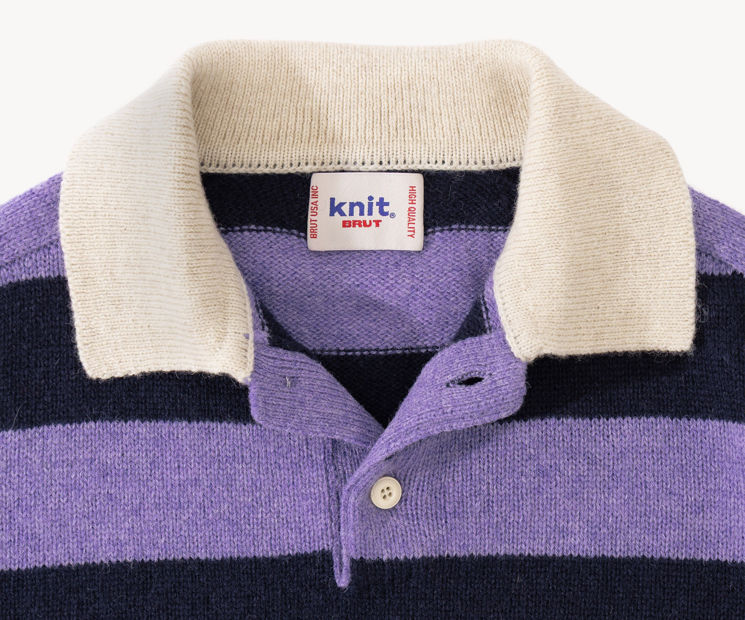 THE SHETLAND POLO X-SMALL / BLEU MARINE / VIOLET - BRUT Clothing