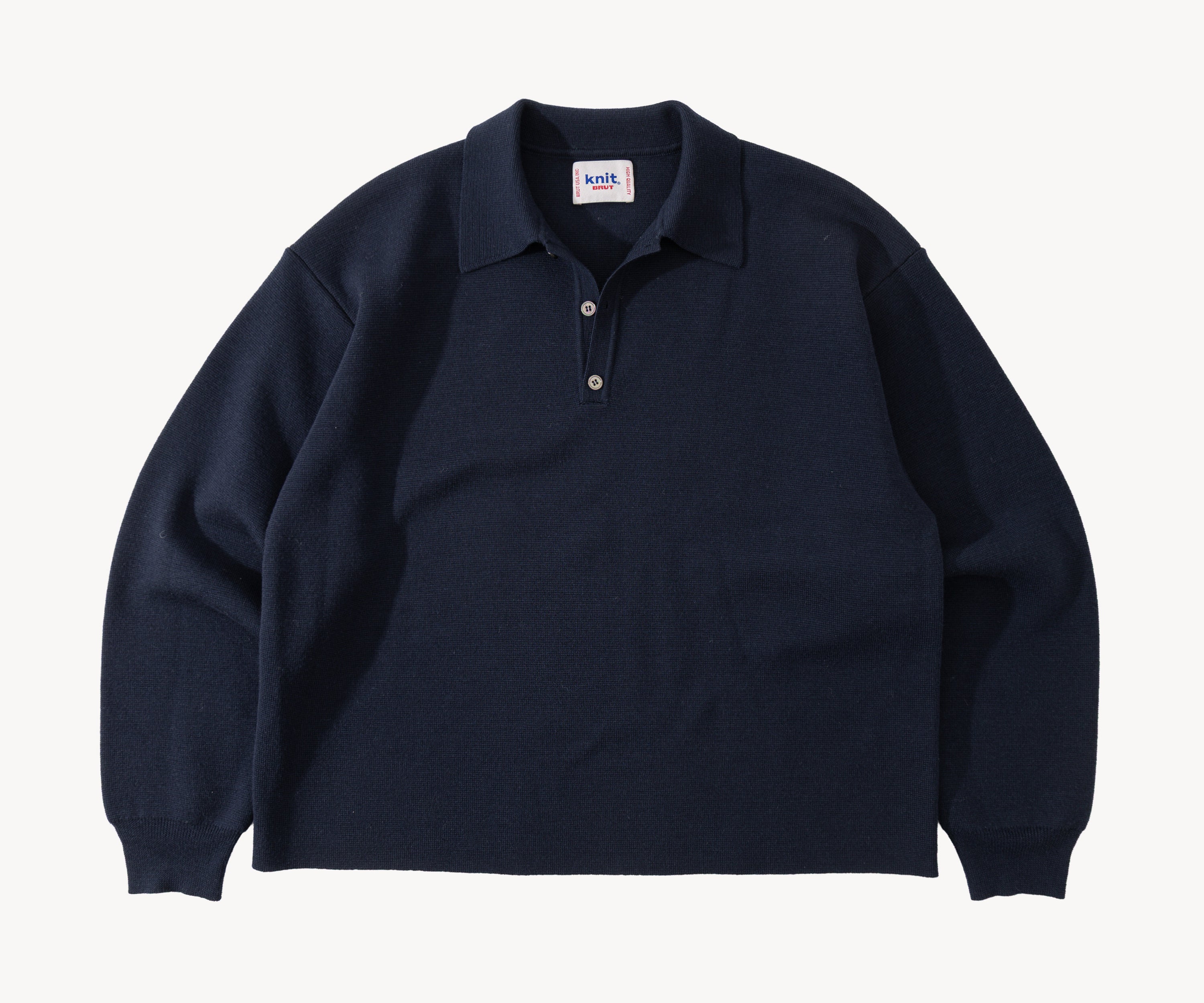 THE THREE BUTTONS POLO, maille, taille XS / BLEU MARINE - BRUT Clothing