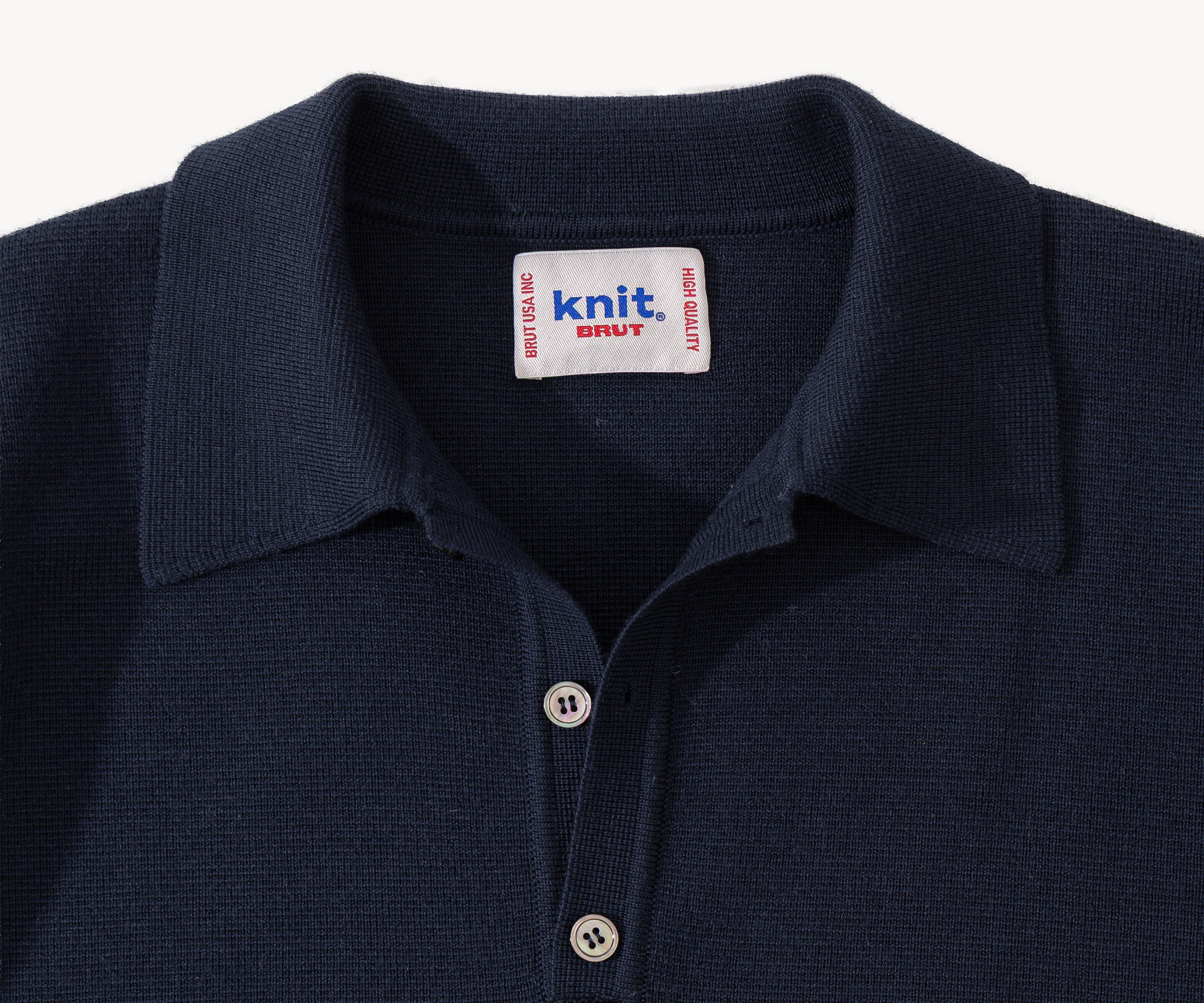 THE THREE BUTTONS POLO, maille, taille XS / BLEU MARINE - BRUT Clothing