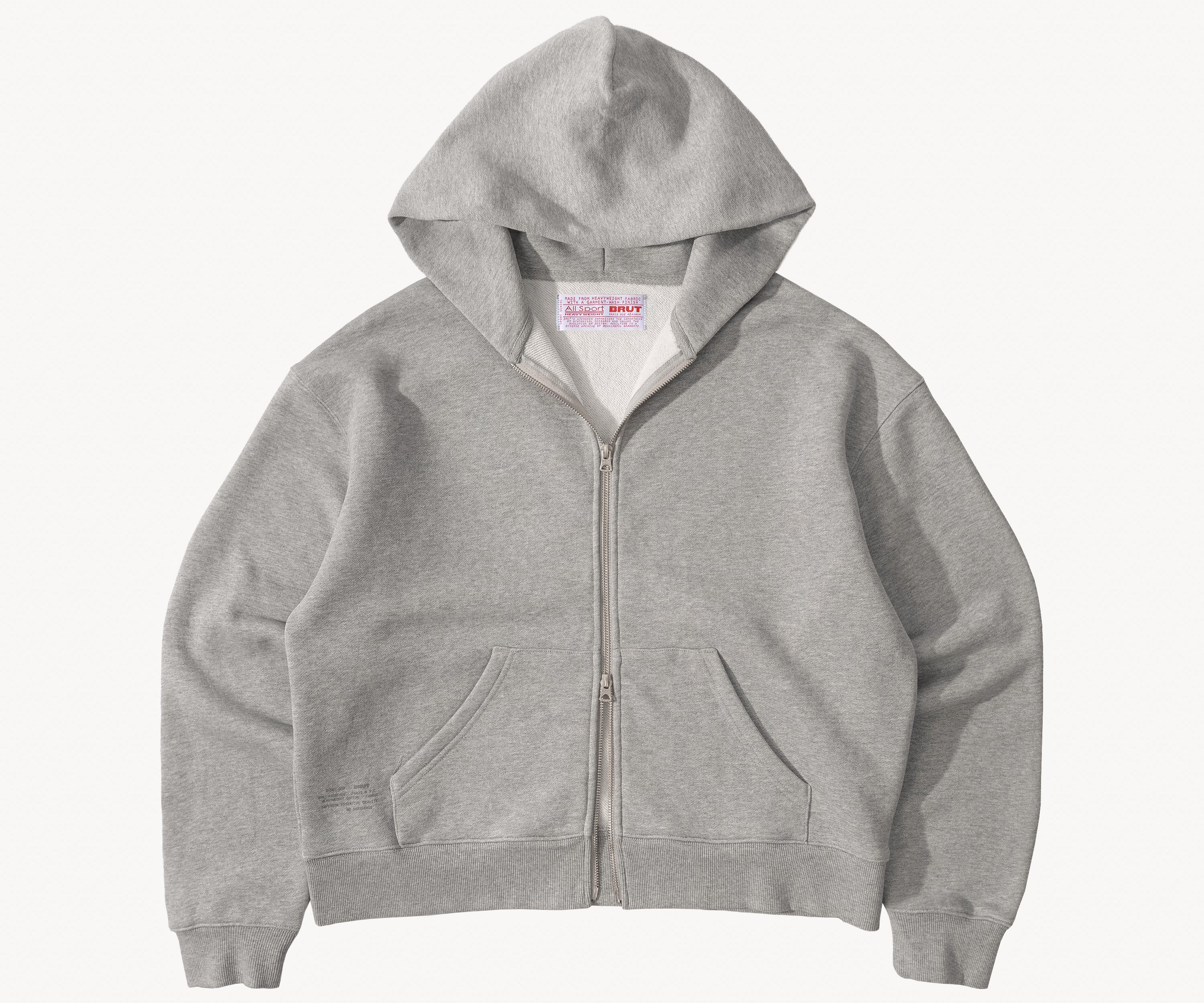 THE ZIP SWEAT Sweats à capuche X-SMALL / GRIS FONCÉ CHINÉ - BRUT Clothing