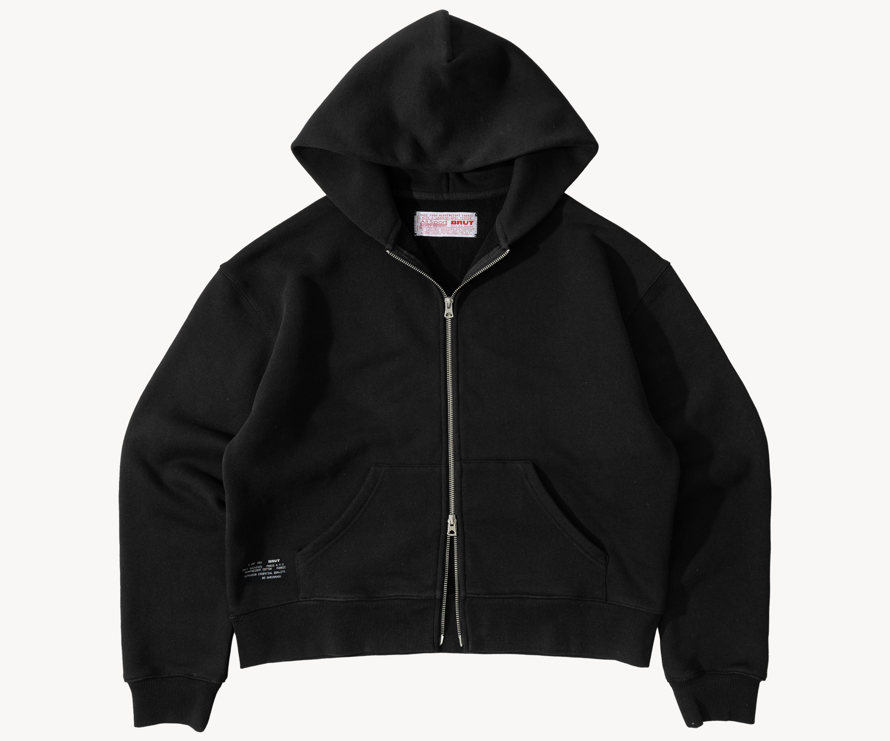 THE ZIP SWEAT Sweats à capuche X-SMALL / NOIR - BRUT Clothing