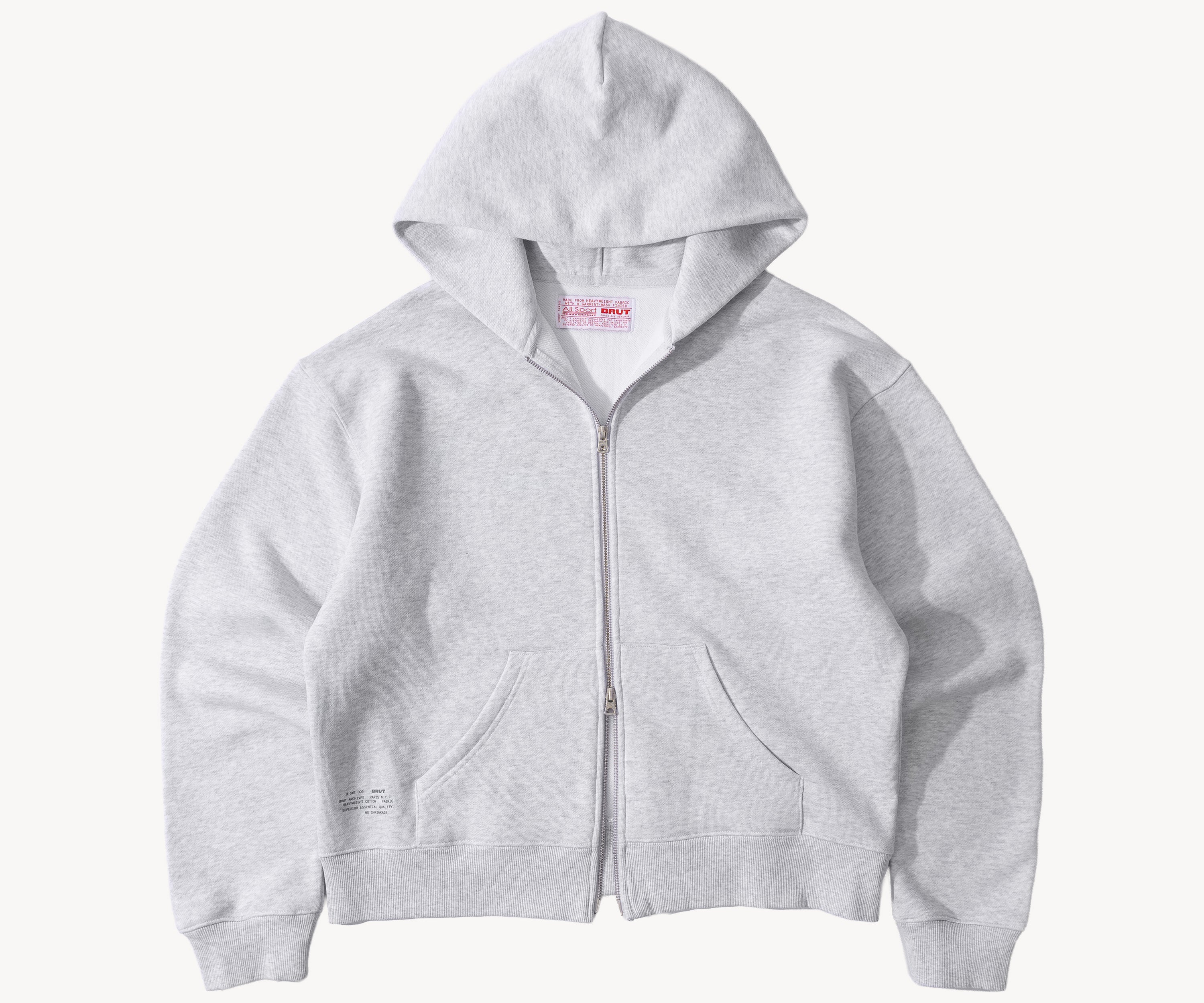 THE ZIP SWEAT Sweats à capuche X-SMALL / GRIS CHINÉ - BRUT Clothing