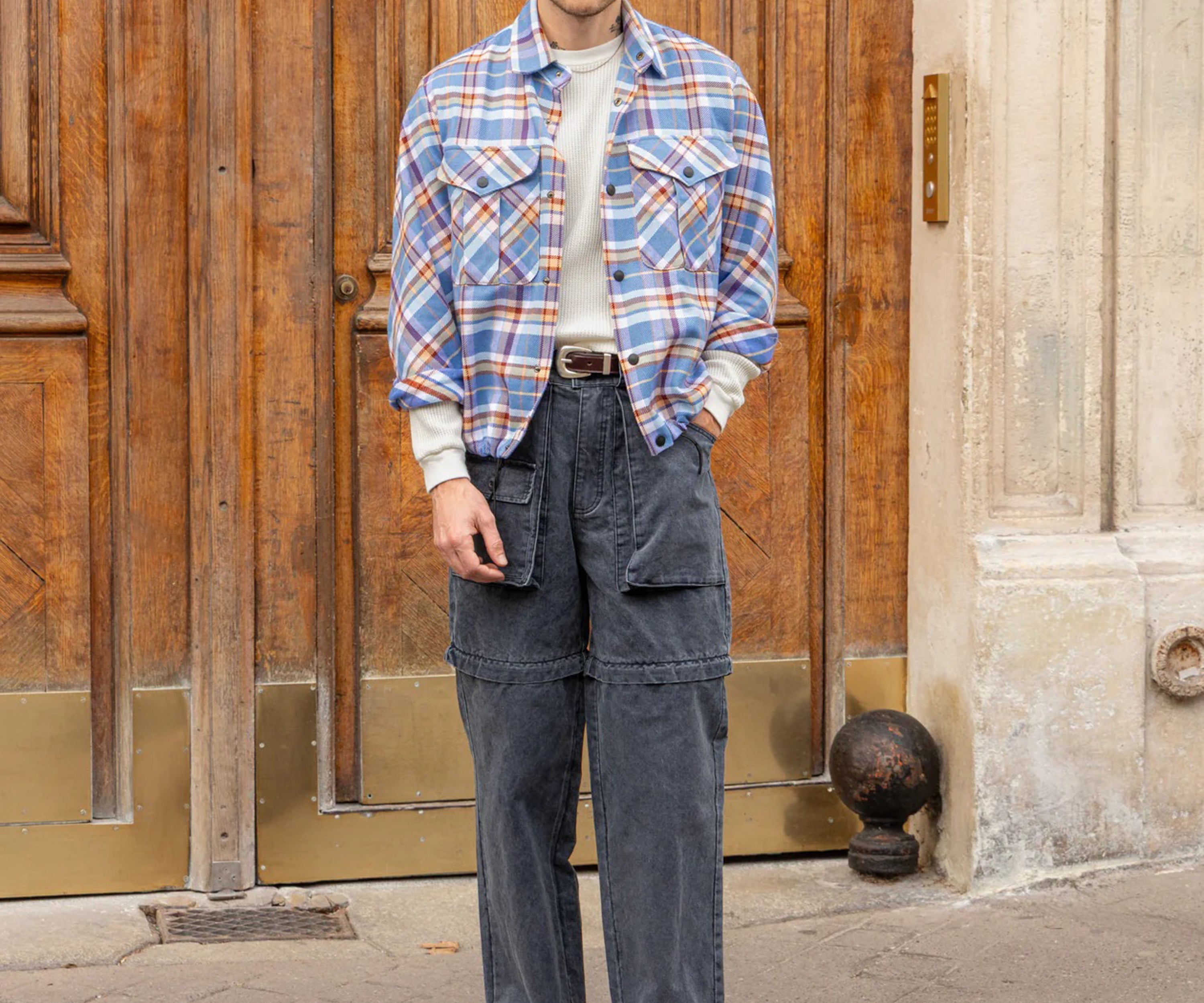 TWO-IN-ONE PANTS Taille US 26 / FR 36 / BLEU MARINE - BRUT Clothing